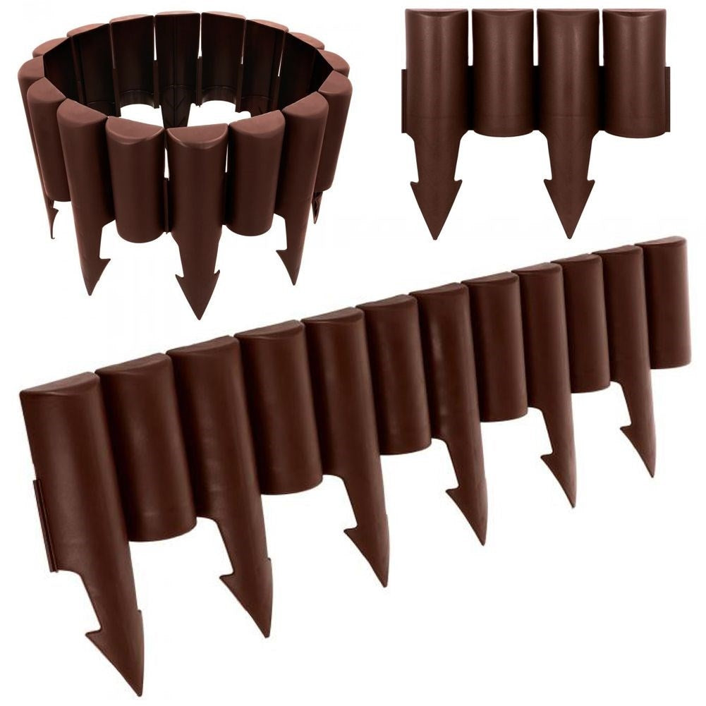 10 st trädgårdskanter 250 cm, slitstarkt material, brun