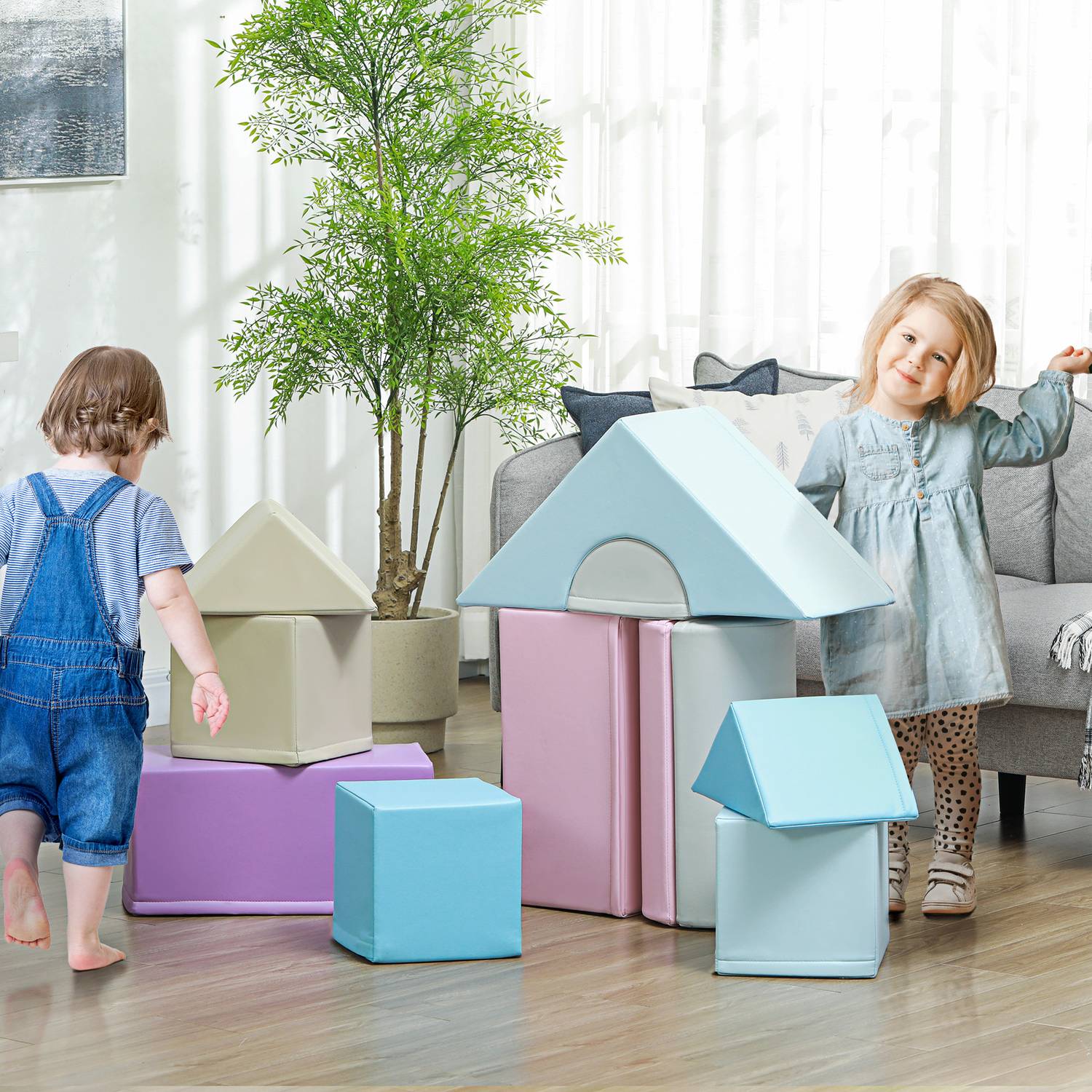 Byggklossar i skum, mjuk klättring, färgglad, 1-3 år