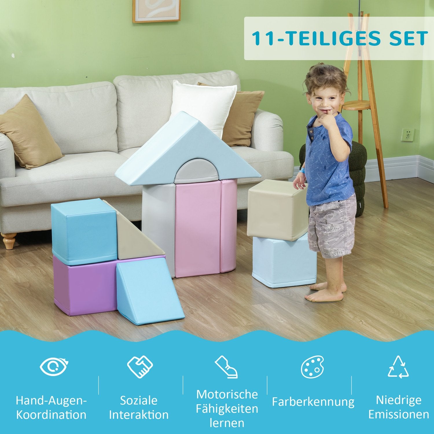Byggklossar i skum, mjuk klättring, färgglad, 1-3 år