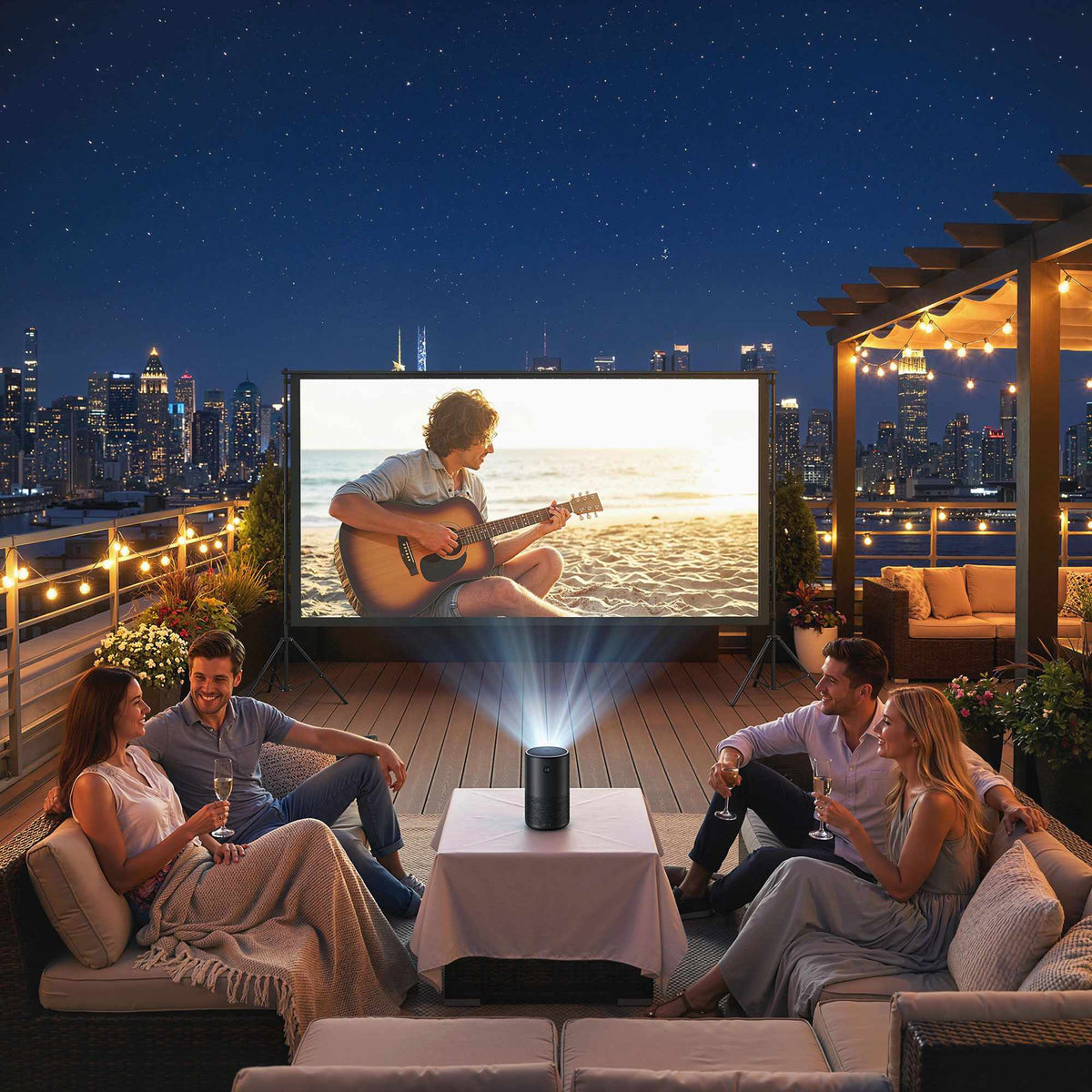 120" projektorduk, 4K/8K, dubbelt stativ