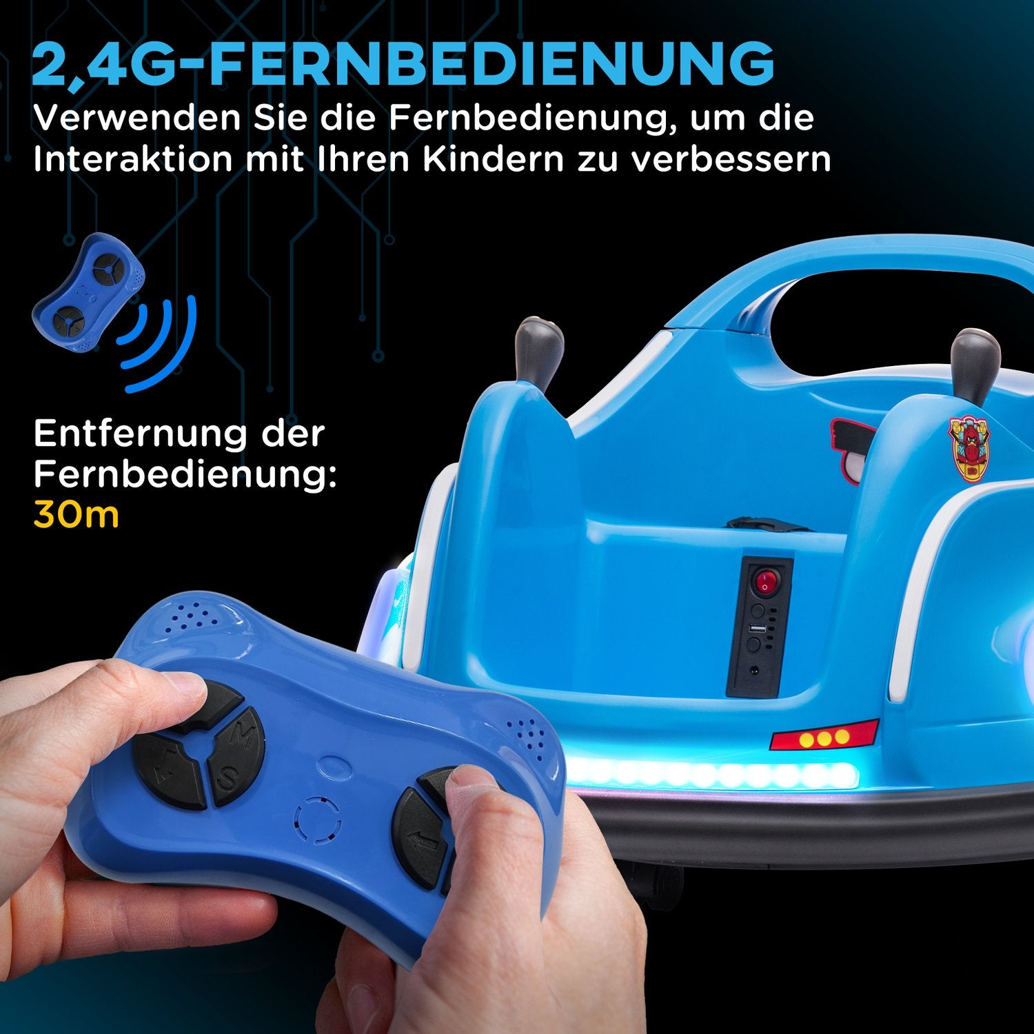 12V Kids Electric Bumper Car, Fjärrkontroll, 360° Spin