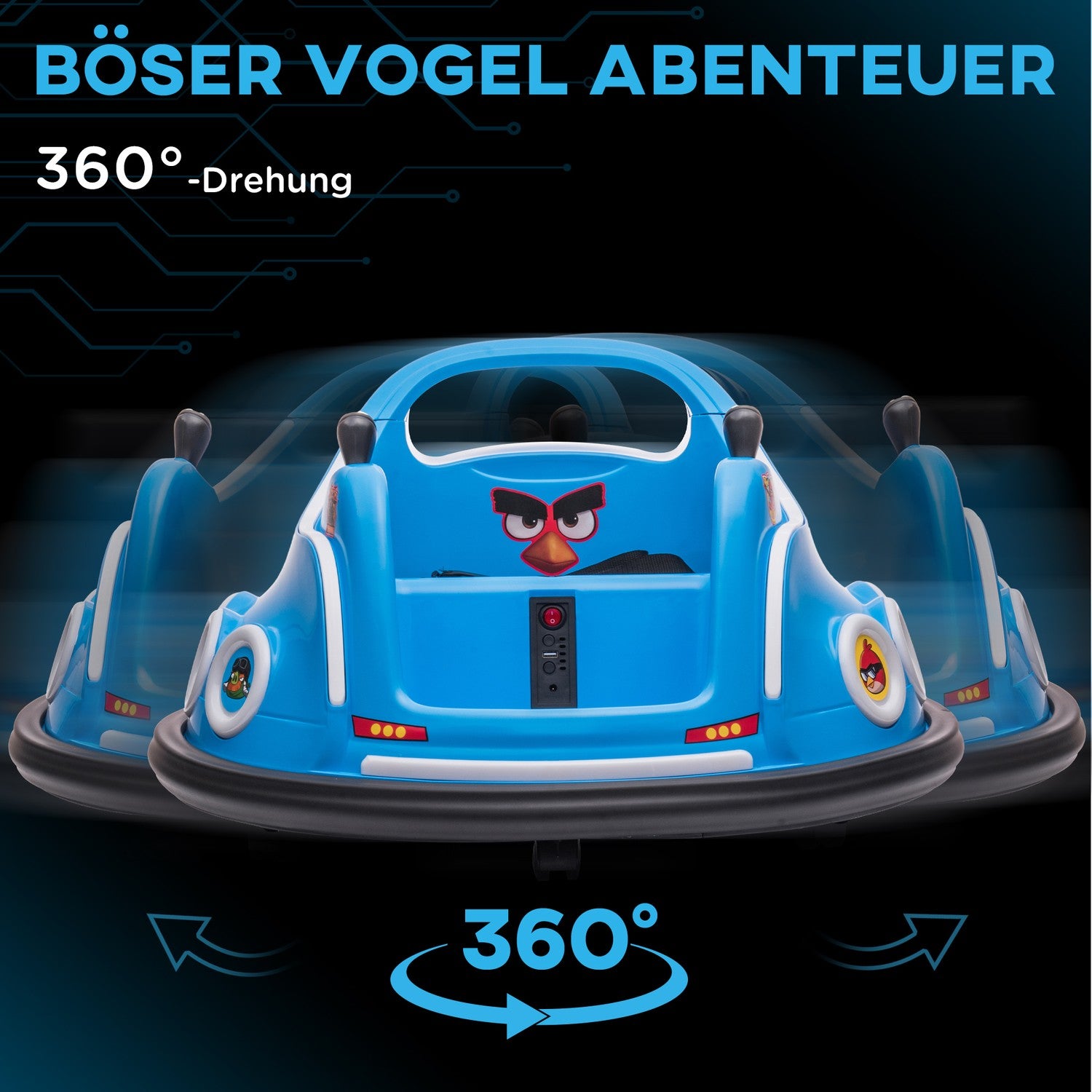 12V Kids Electric Bumper Car, Fjärrkontroll, 360° Spin