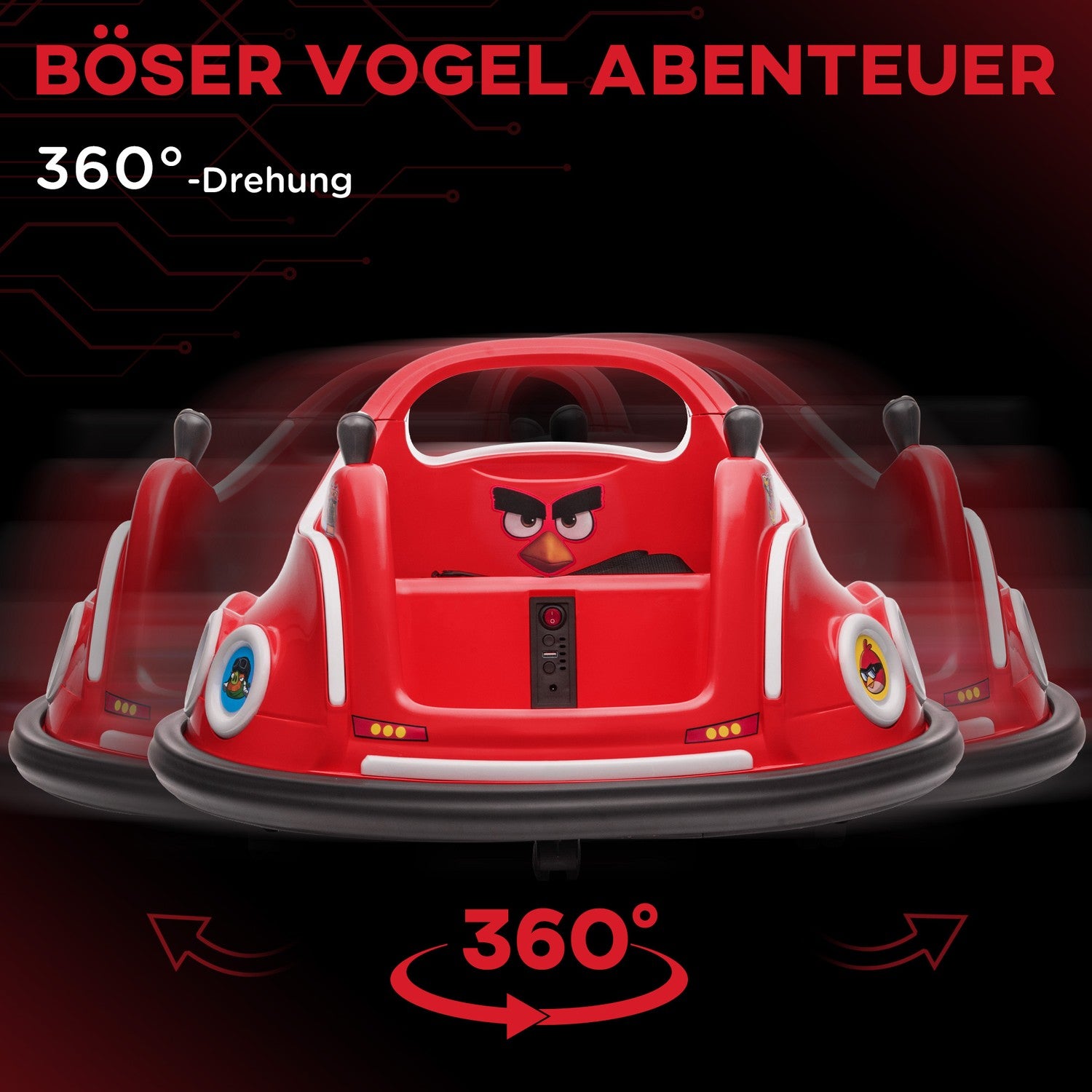 12V barnbil med fjärrkontroll, lampor och 360° spinn