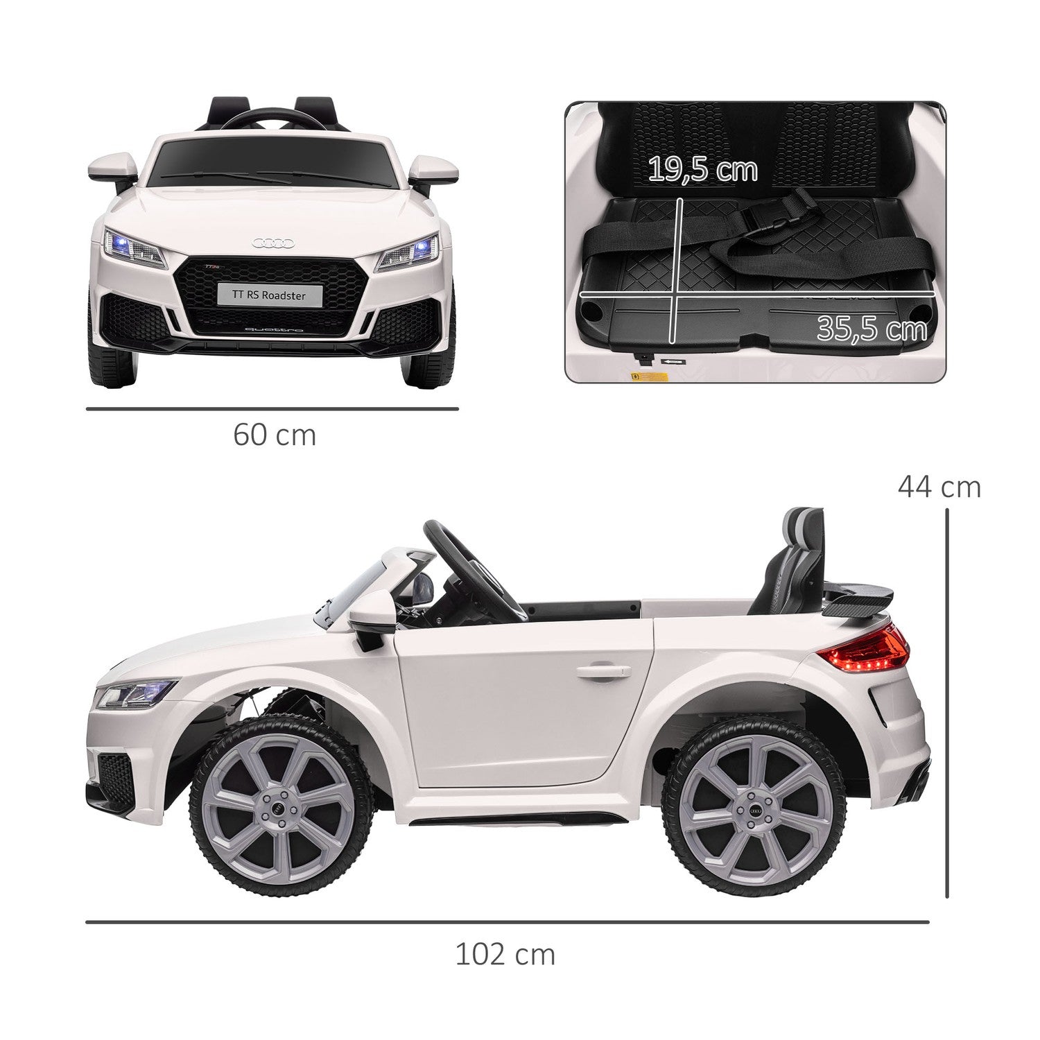 12V elbil för barn med fjärrkontroll, musik och belysning