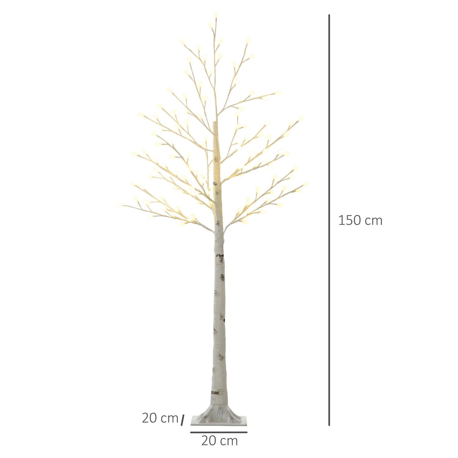 150 cm Björk LED-träd, 120 varma vita lampor, 3-ljusstyrkor