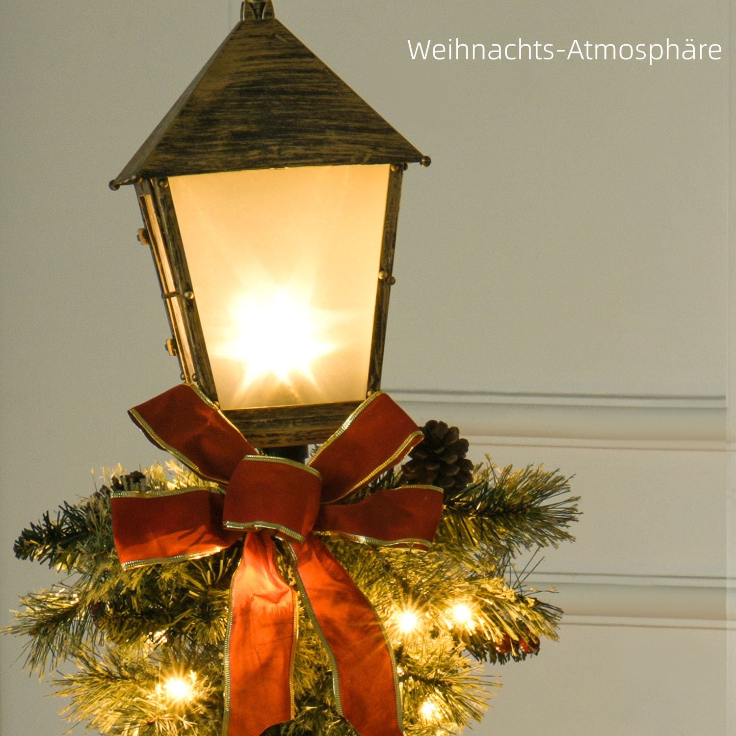 Metalljullykta med LED Fairy Lights, kottar och rosett