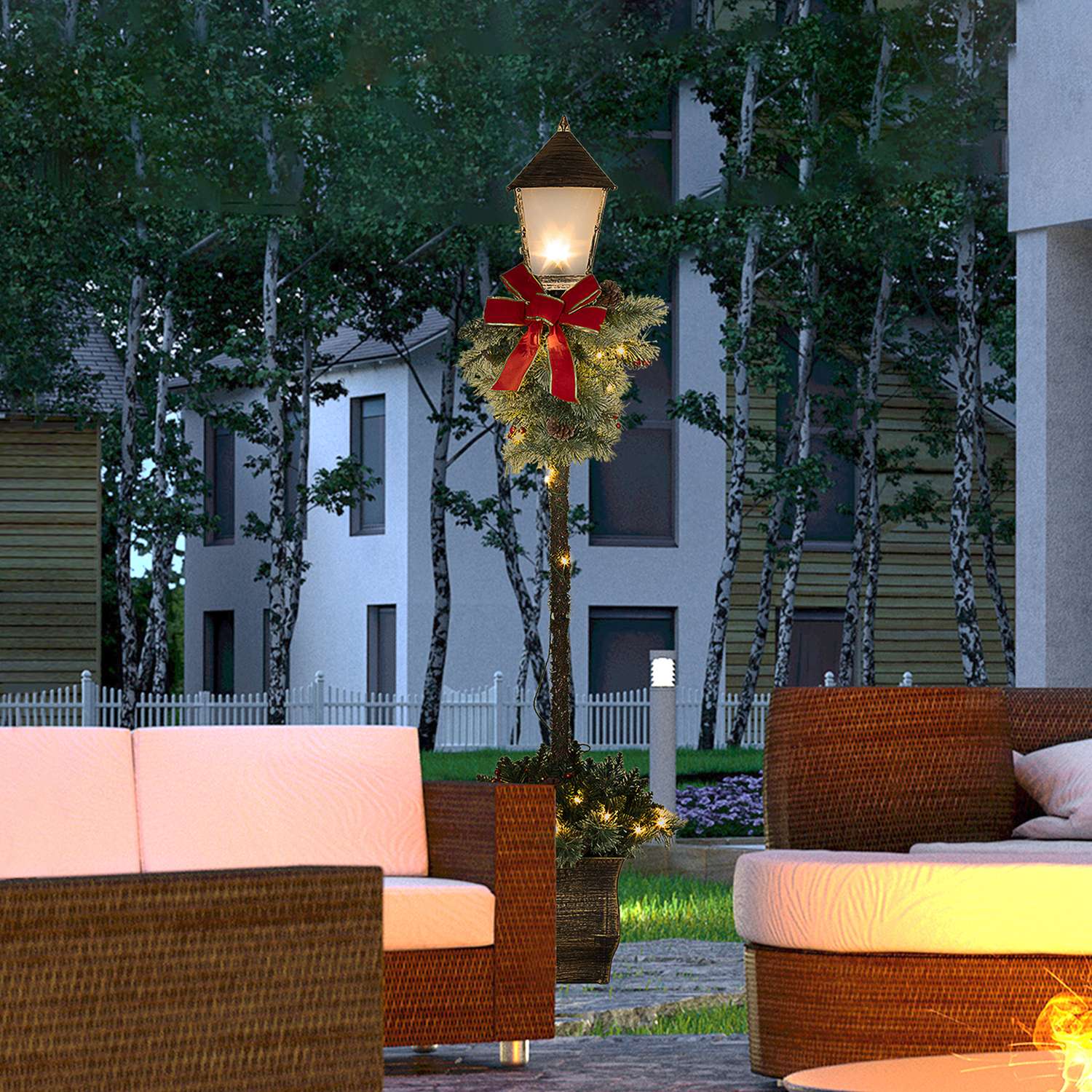 Metalljullykta med LED Fairy Lights, kottar och rosett