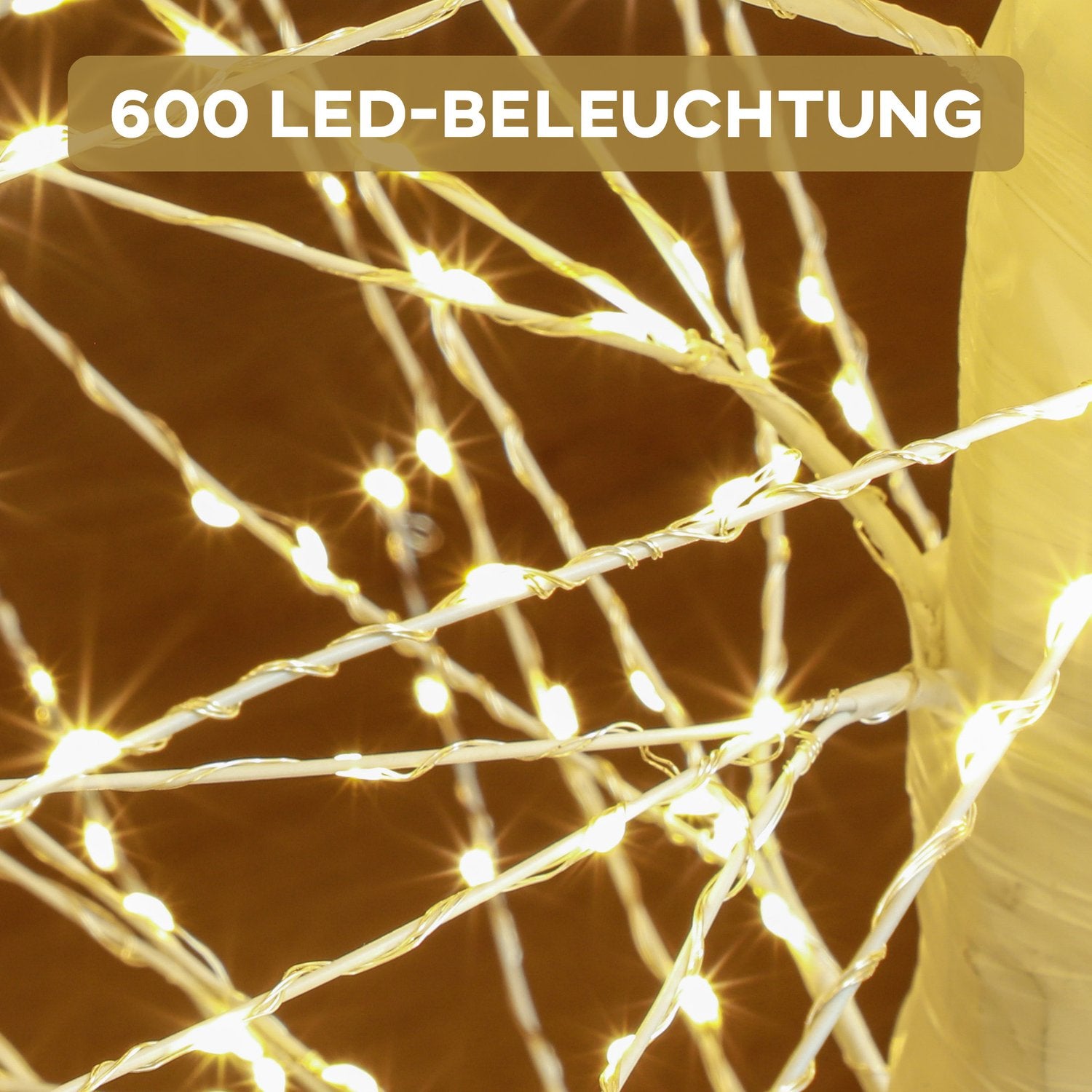 150 cm konstgjord julgran, 600 LED-lampor, inomhus/utomhus