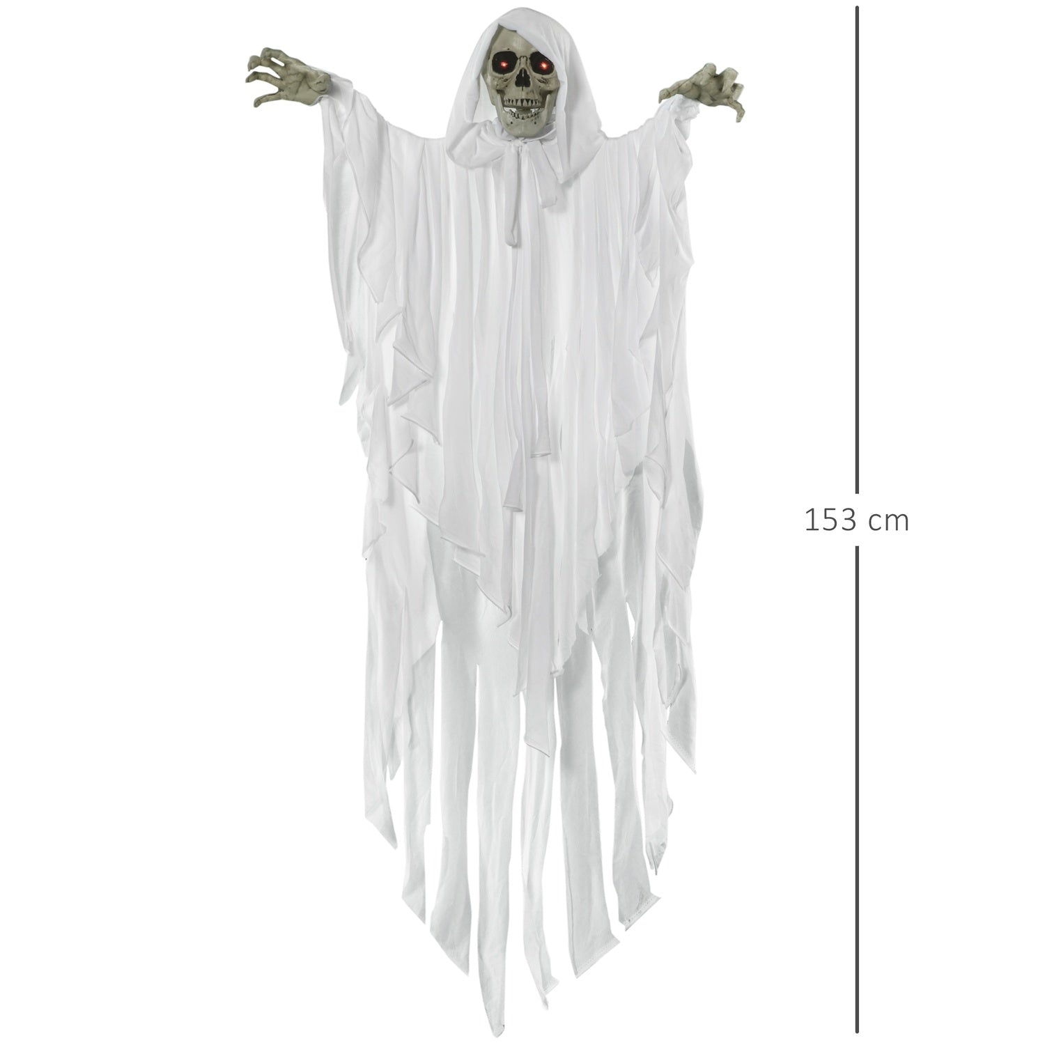 Hängande Glow-In-The-Dark Skelett Med Ljud, 153 cm