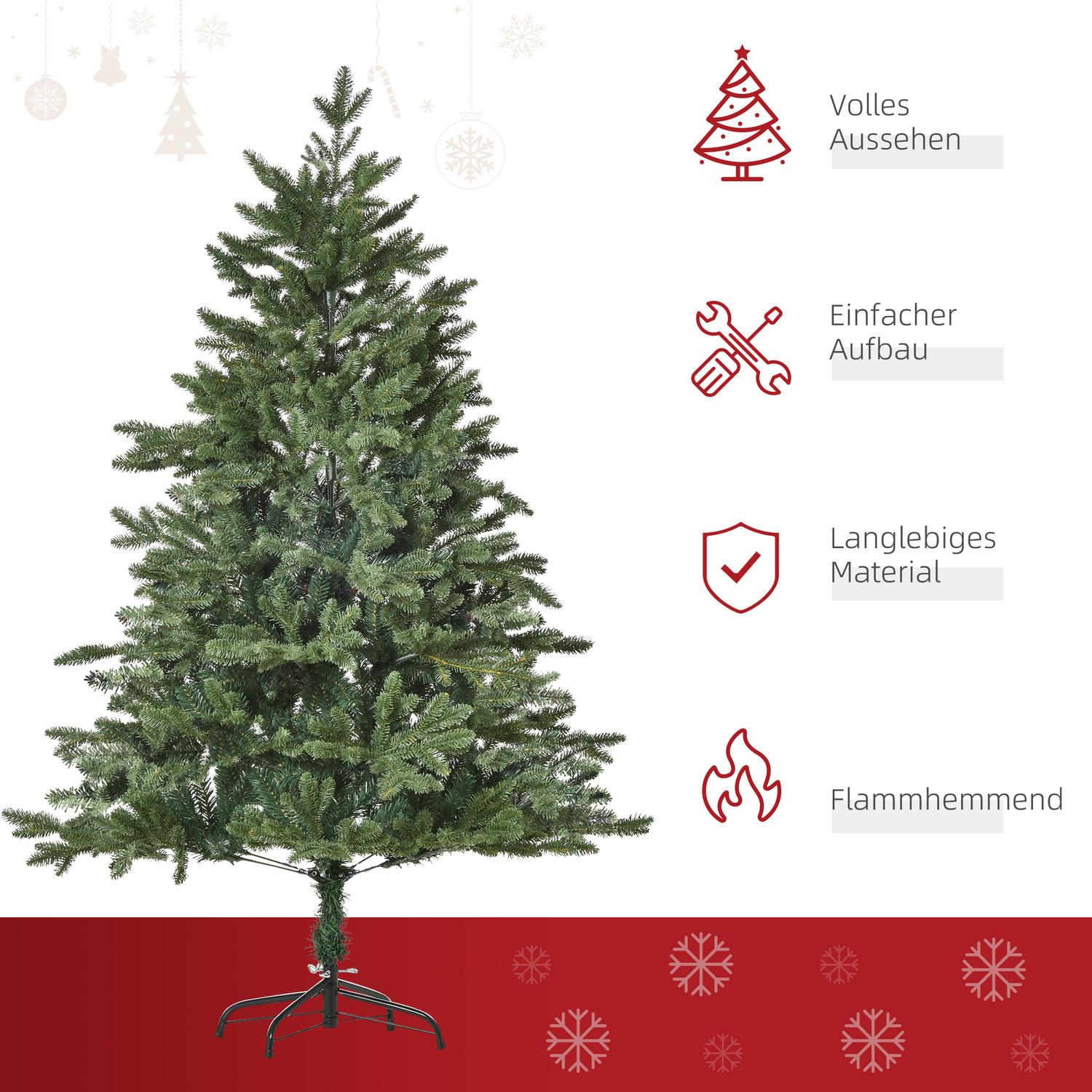 1,5M konstgjord julgran, PVC, metallbas, grön