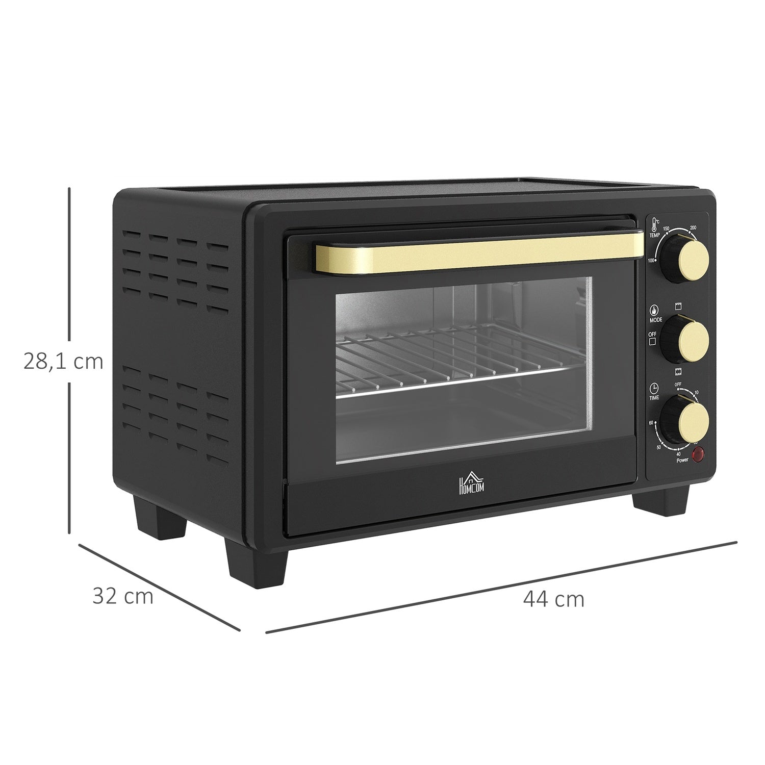16L Miniugn, 1400W, Grill & Bakplåt, Svart