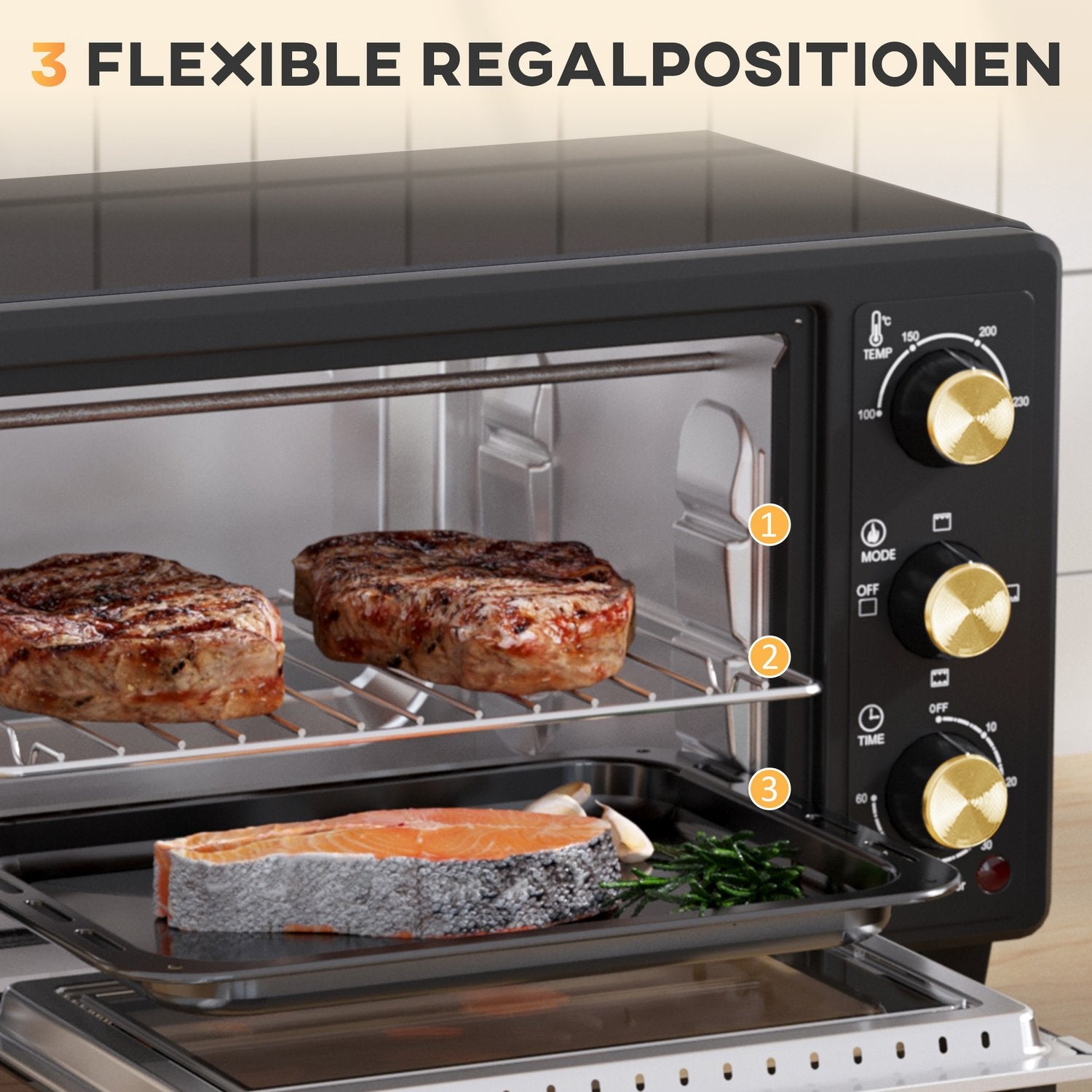 16L Miniugn, 1400W, Grill & Bakplåt, Svart