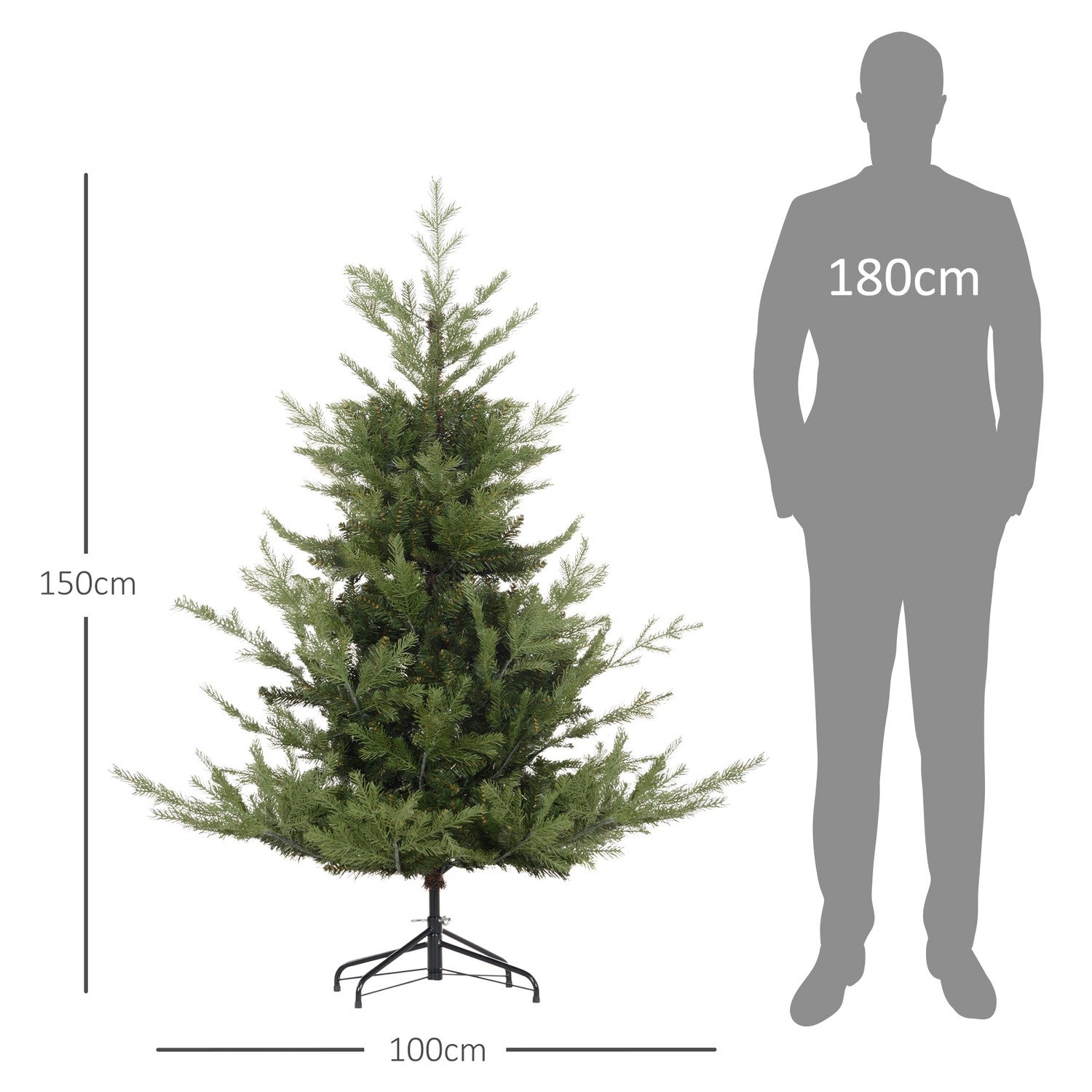 180 cm naturtrogen konstgjord julgran, täta grenar