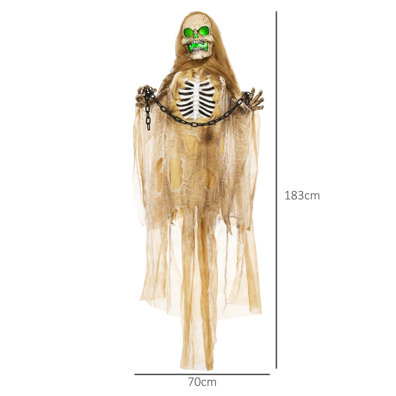 Naturlig storlek 183 cm Halloween Skelett med LED & Ljud