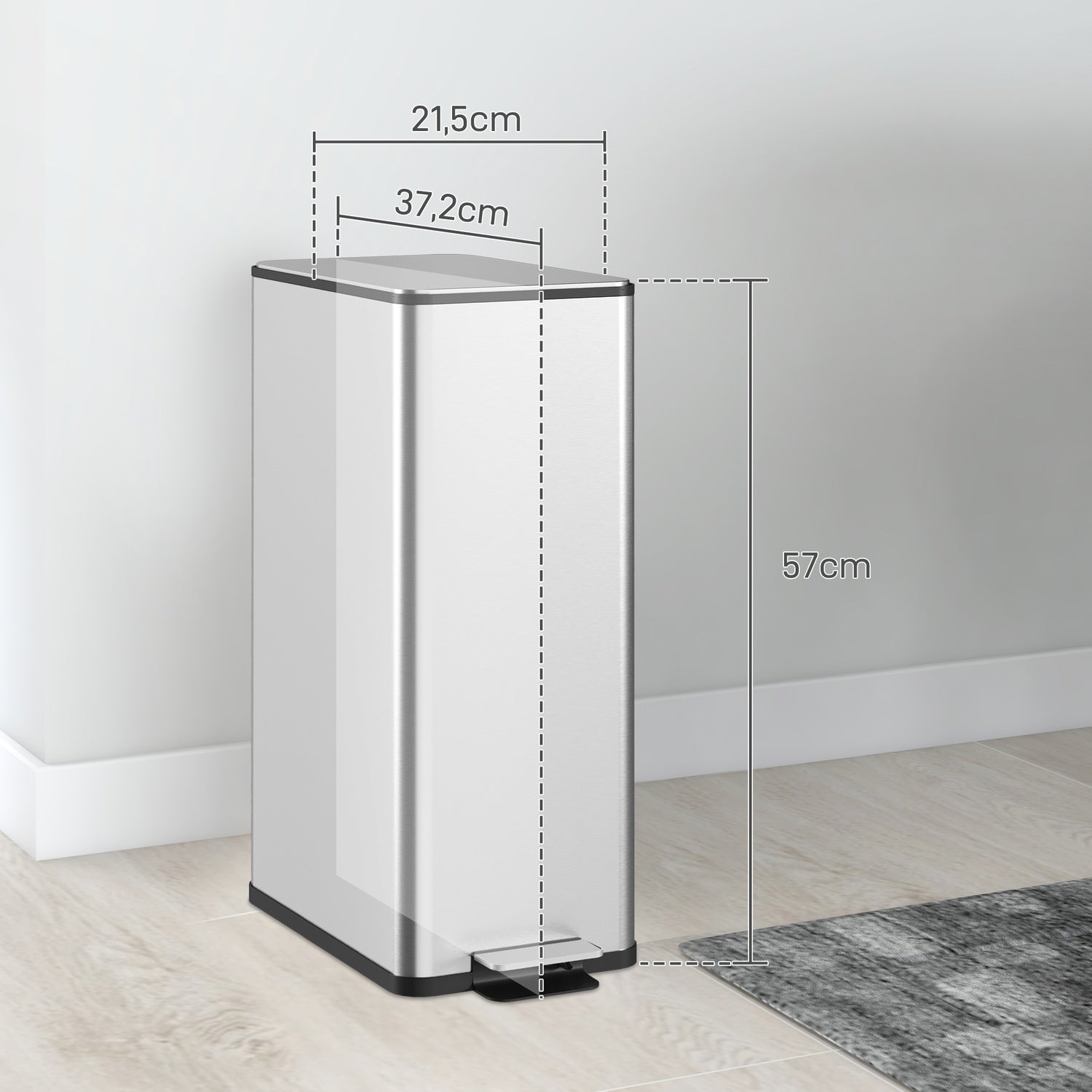 20L pedalbehållare i rostfritt stål med innerbehållare, vardagsrum/kontor