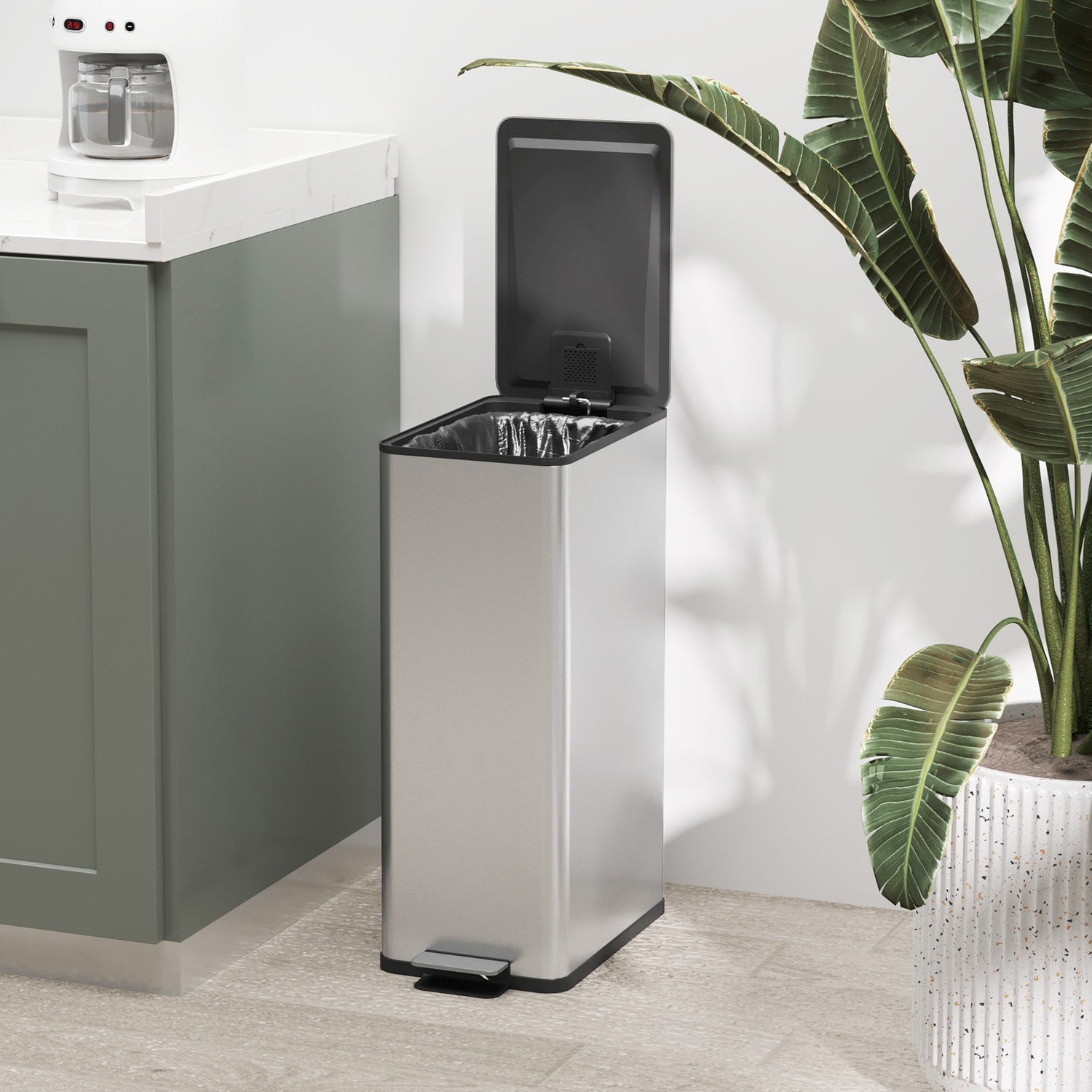 20L pedalbehållare i rostfritt stål med innerbehållare, vardagsrum/kontor