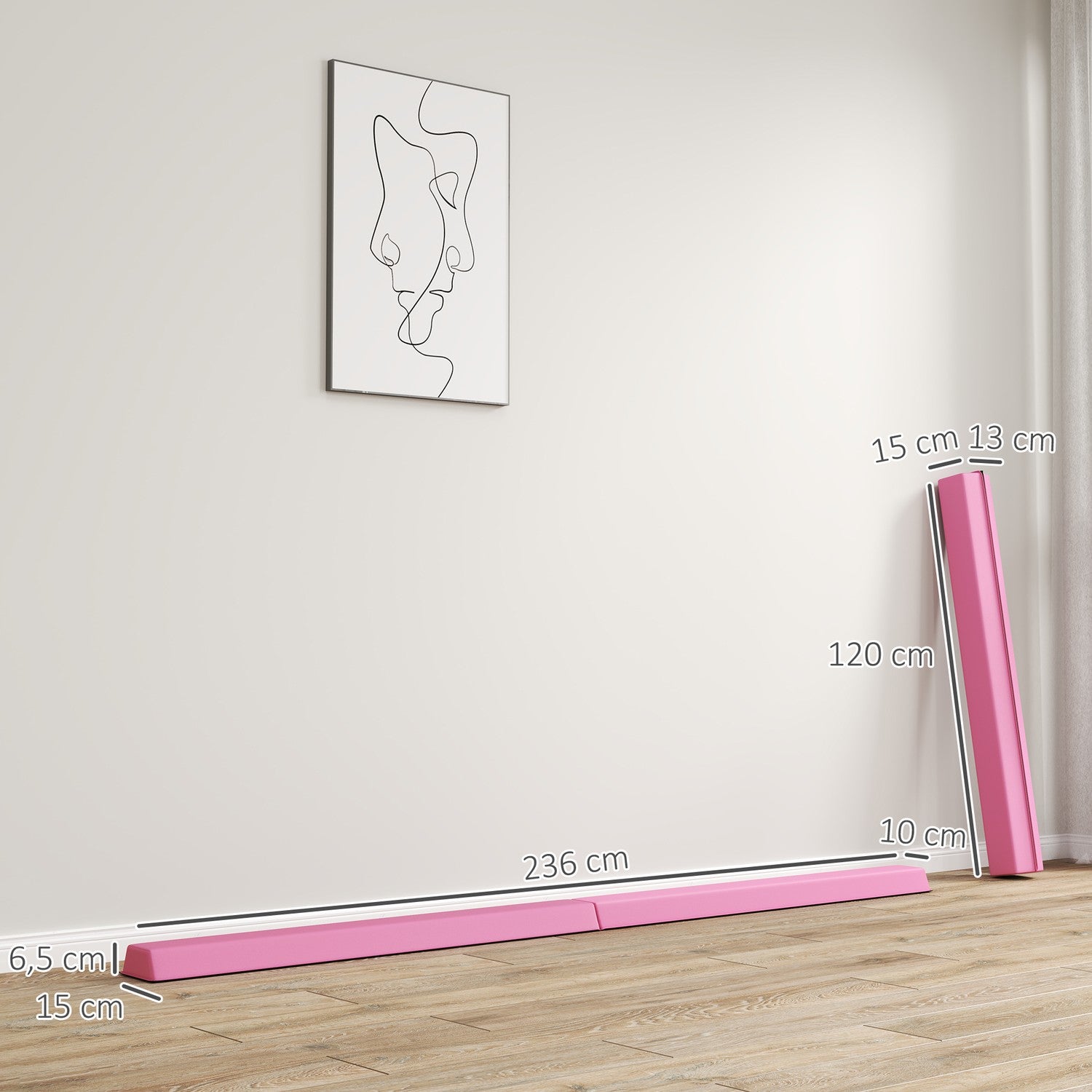 Bärbar 236 cm halkfri gymnastikbalk för barn 3+