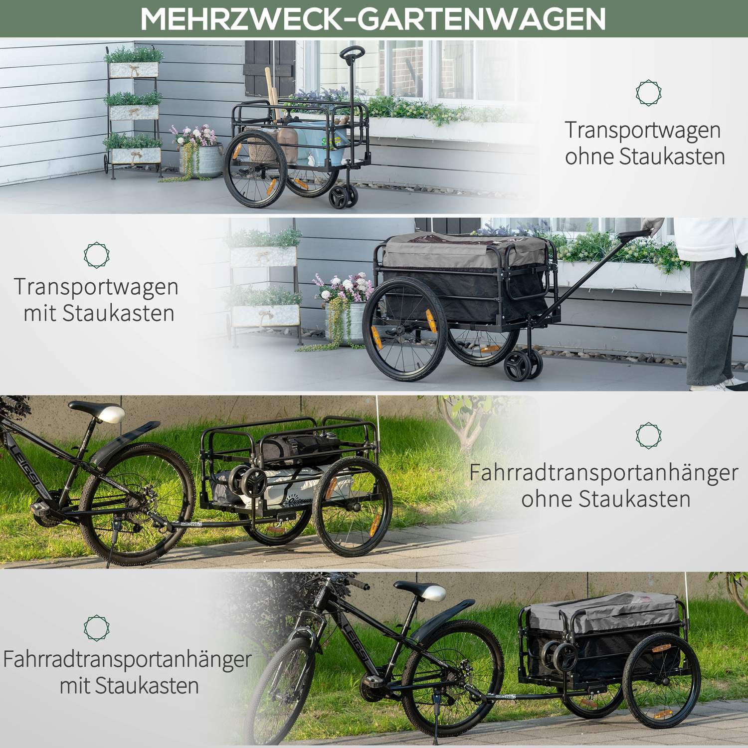 2-i-1 cykelvagn med 20"-däck, 40 kg kapacitet
