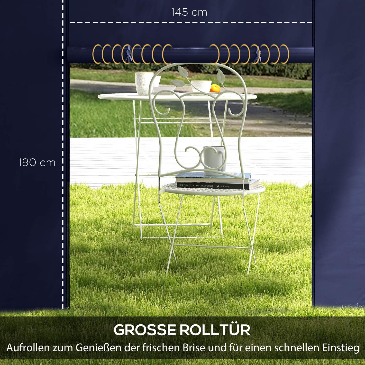 Gazebo sidopaneler med fönster och dörr, Oxford Blue