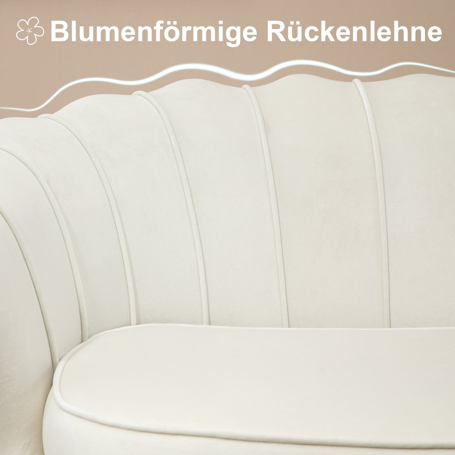 Velvet Loveseat-soffa, Klädd, 2-sits, Cream