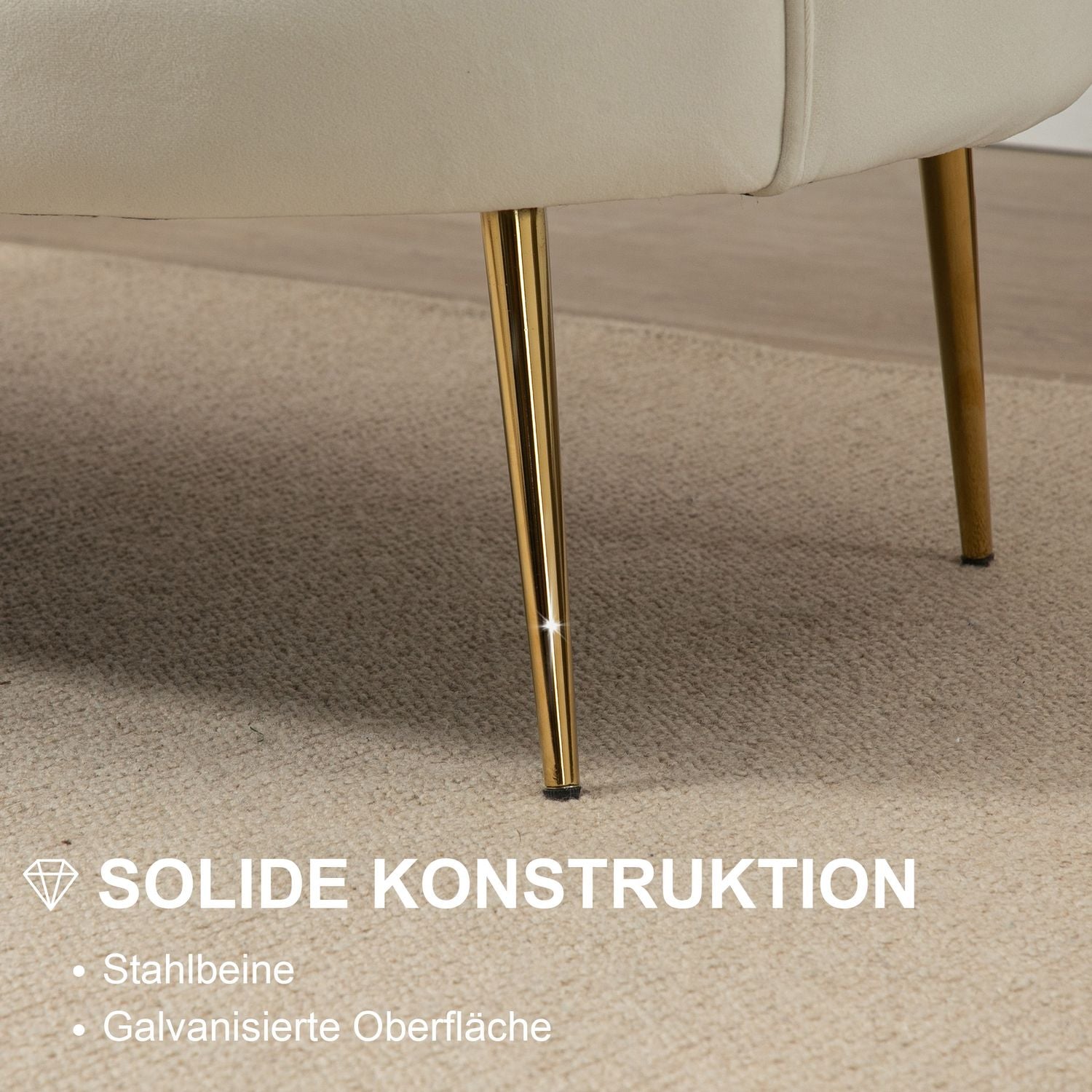 Velvet Loveseat-soffa, Klädd, 2-sits, Cream