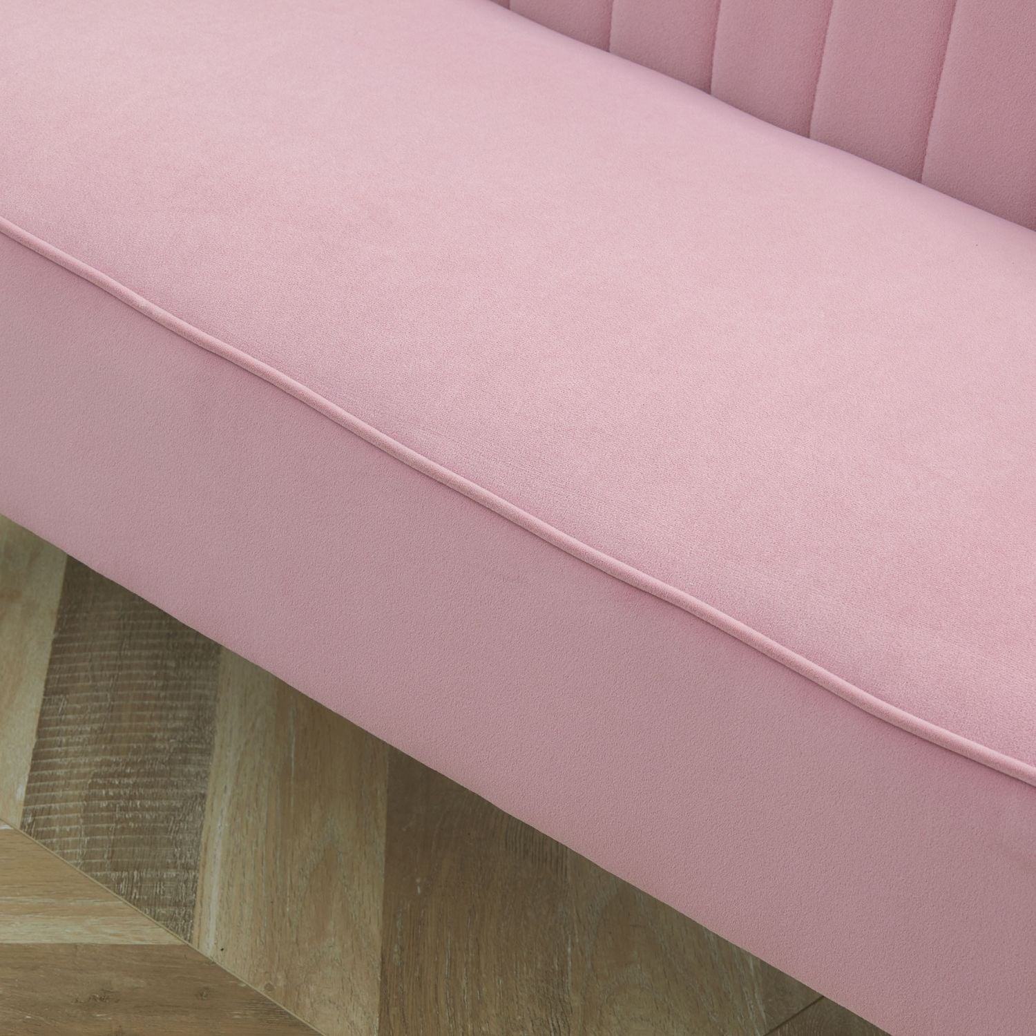 2-sits rosa stoppad soffa – sammetsliknande tyg, 117x56,5x77 cm