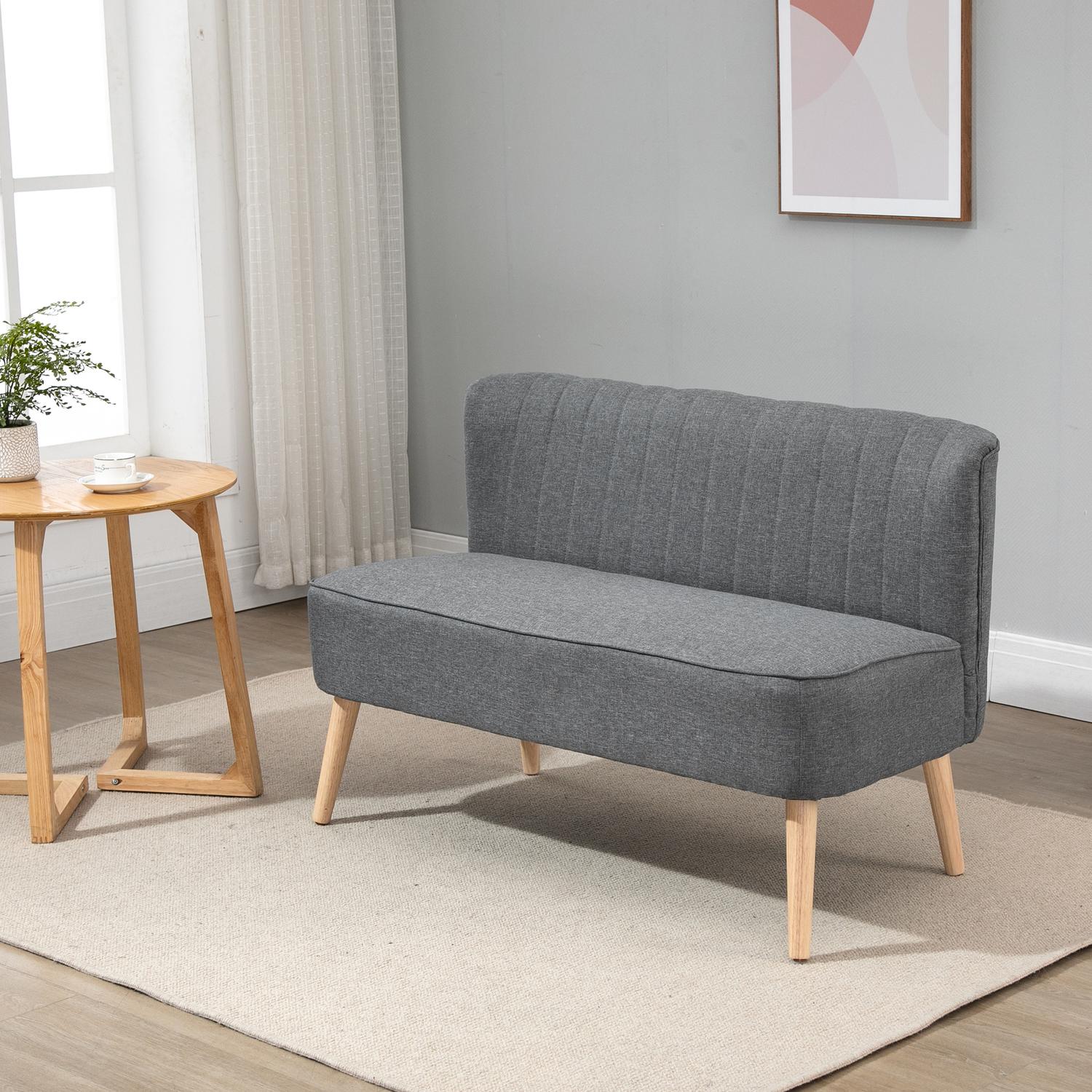 2-sits ljusgrå tygsoffa – bekväm loungestol