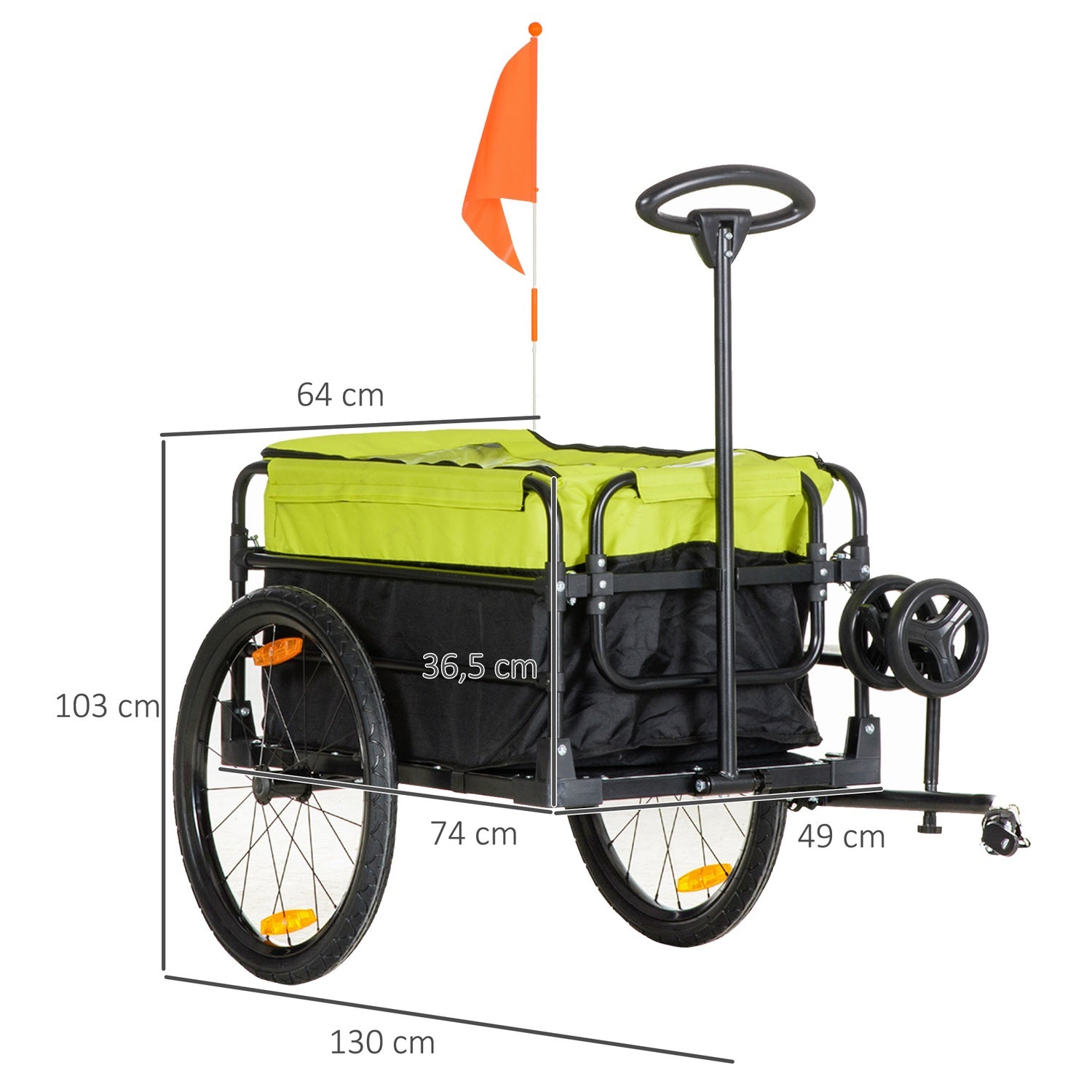 Lastvagn med broms, kåpa och 40 kg lastkapacitet