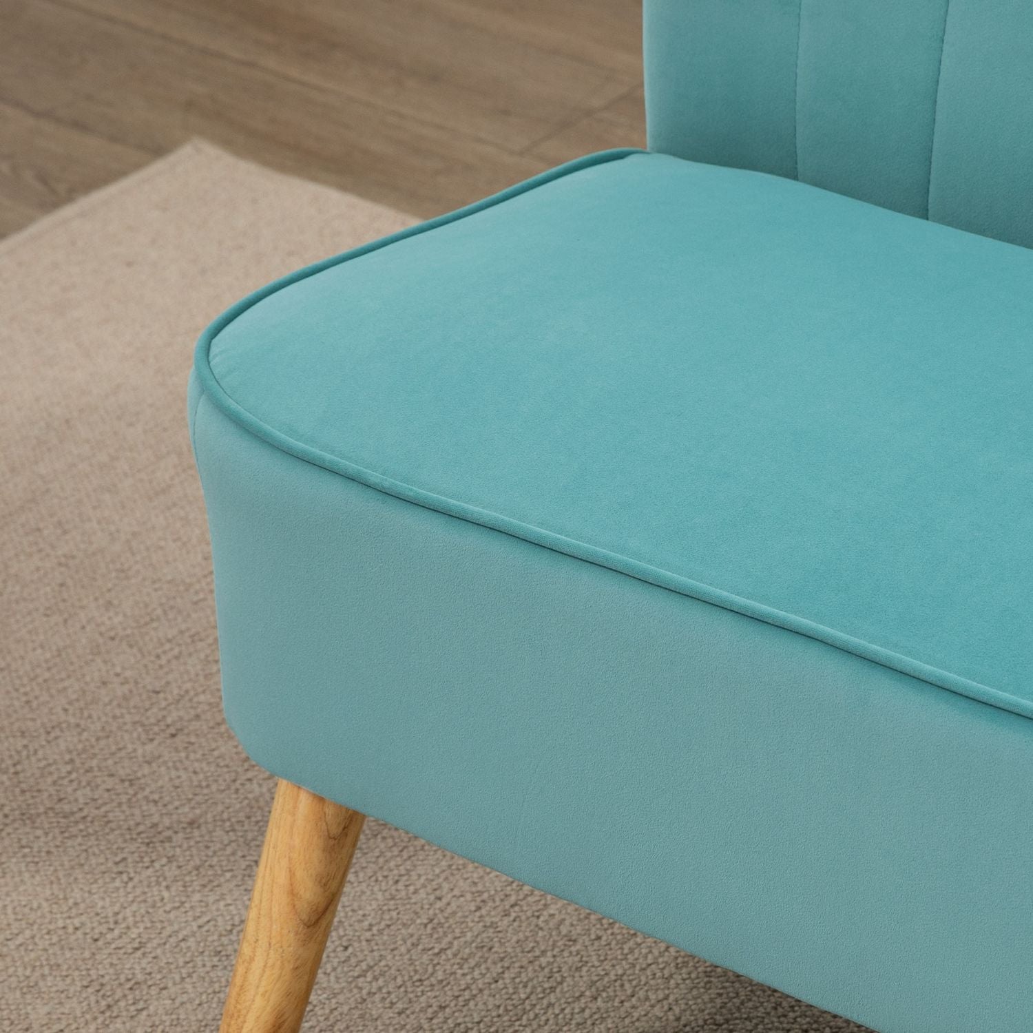 Grön Linne-Look Loveseat soffa, 2-sits med träben