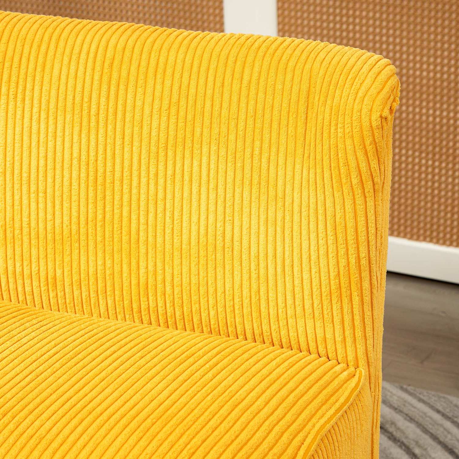 2-sits stoppad soffa, gul, 117x56,5x77 cm