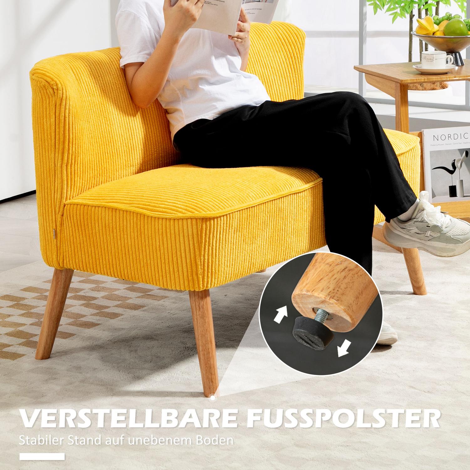 2-sits stoppad soffa, gul, 117x56,5x77 cm