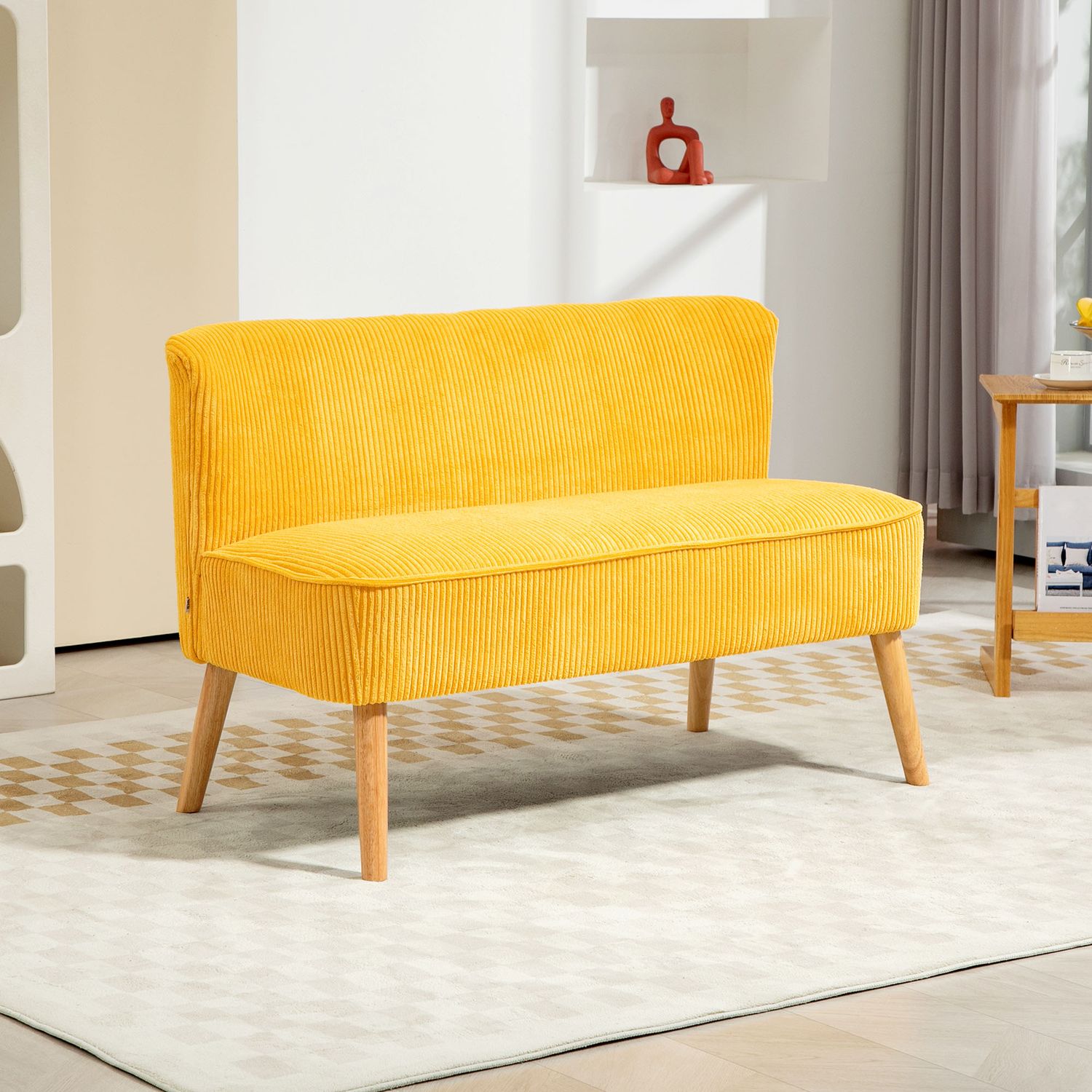 2-sits stoppad soffa, gul, 117x56,5x77 cm