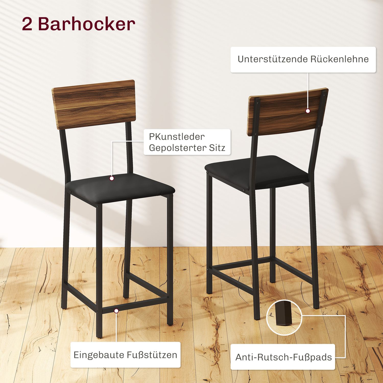 3-delad barbordsset med vinställ och glashållare