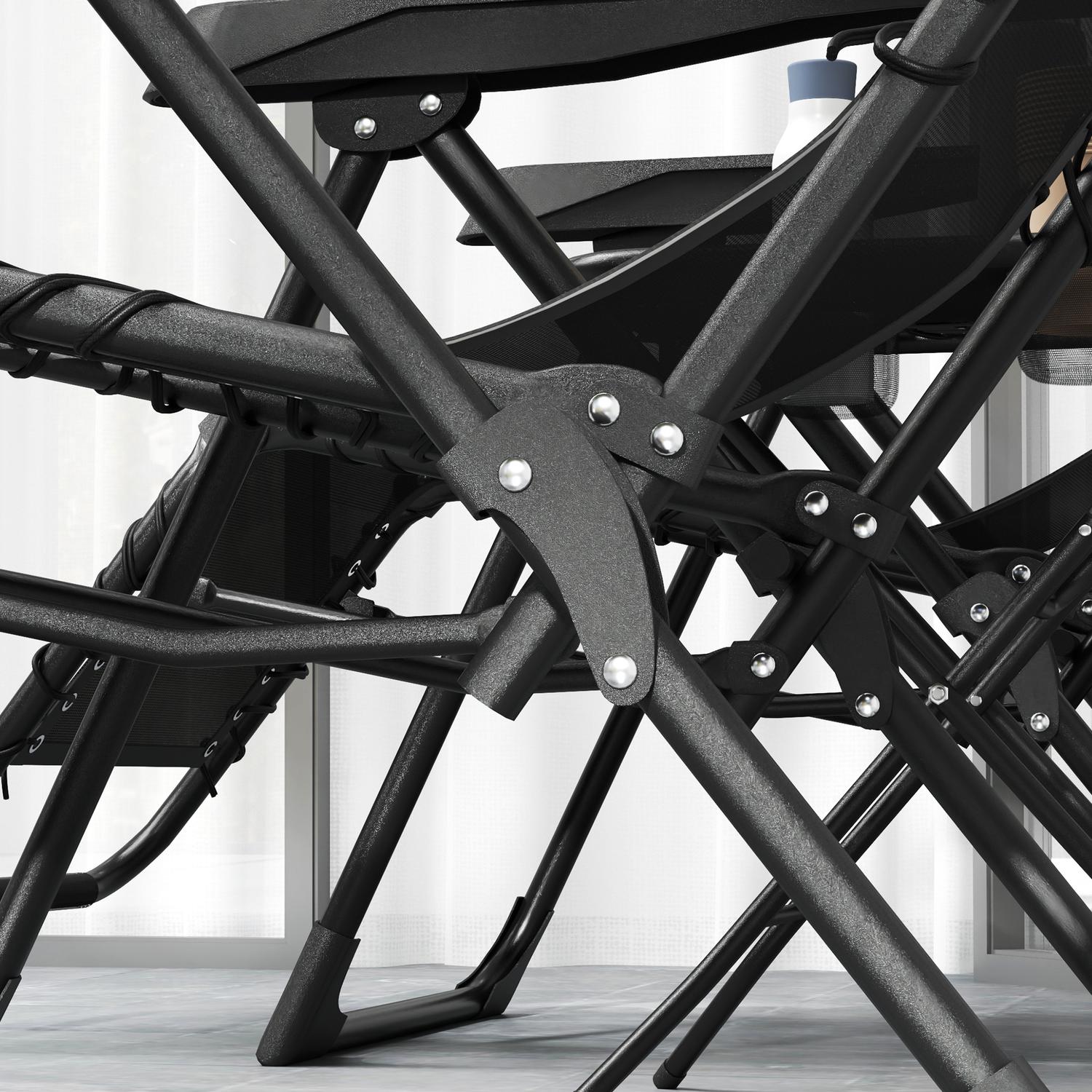 3-delad hopfällbar solstol i metall med bord och stolar