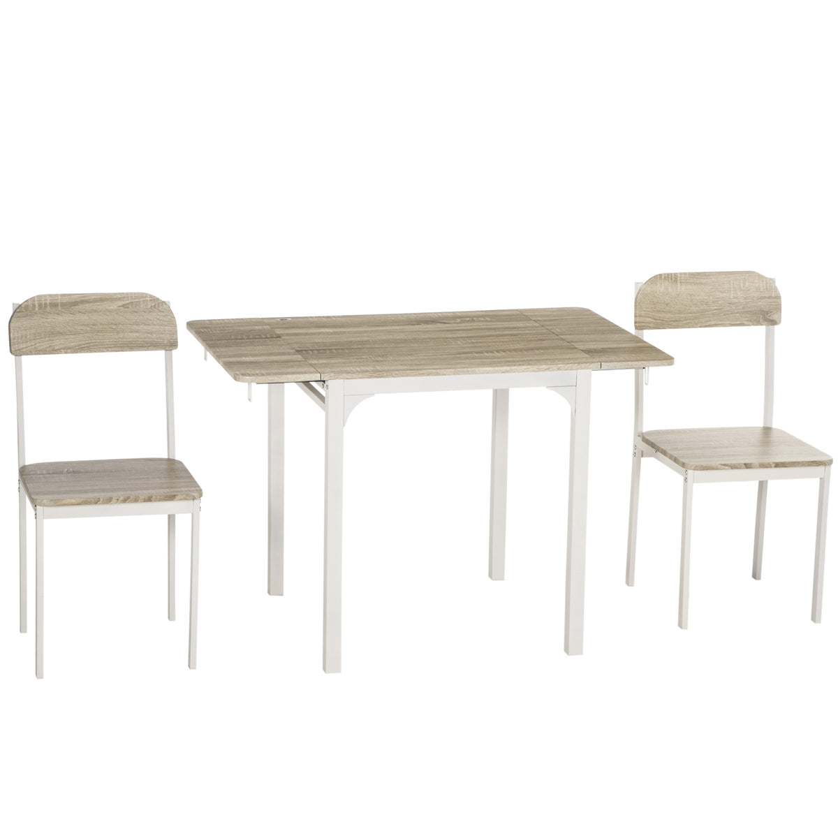 3-delat matsalsset med hopfällbart bord och stolar, stål MDF