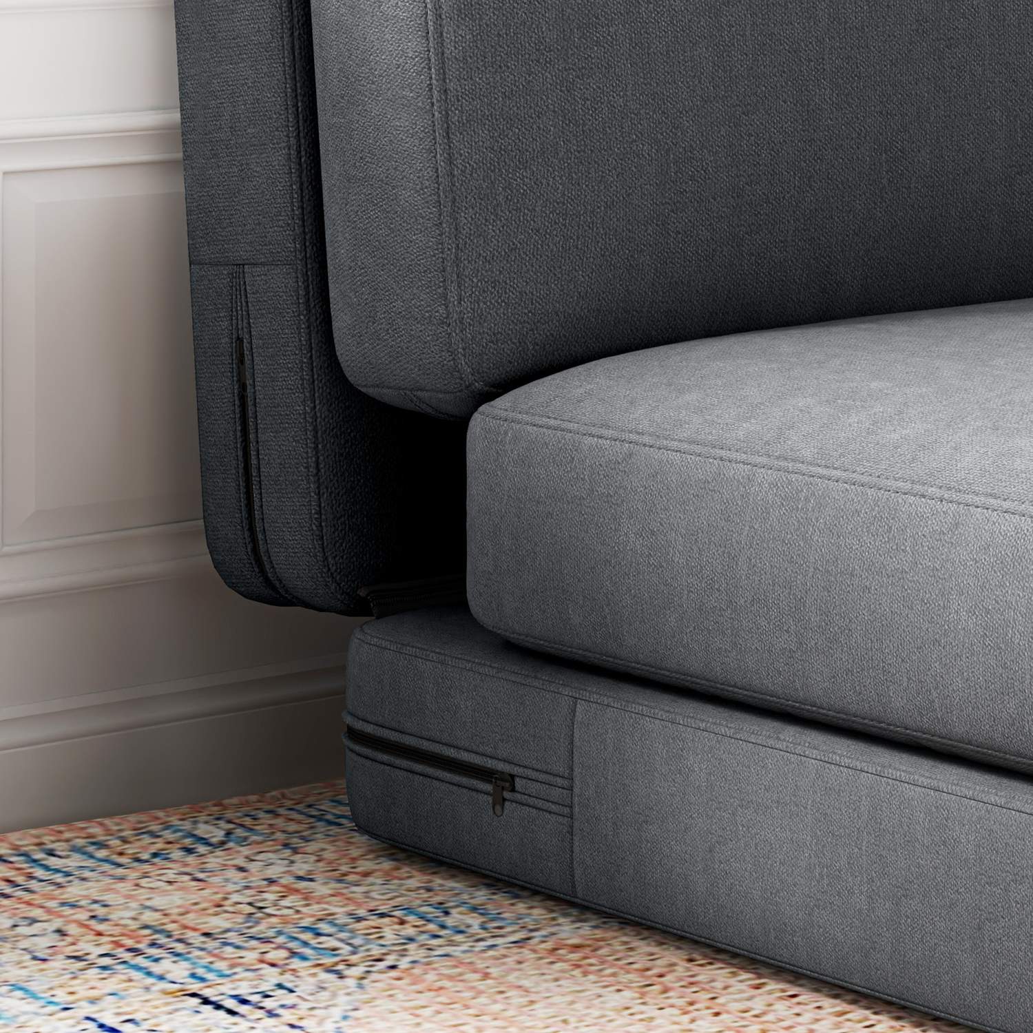 3-i-1 hopfällbar bäddsoffa i sammetslook, kapacitet 240 kg, mörkgrå