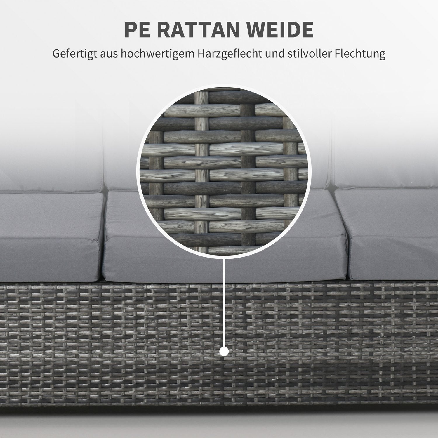 3-sits polyrotting trädgårdssoffa med kuddar – Grå