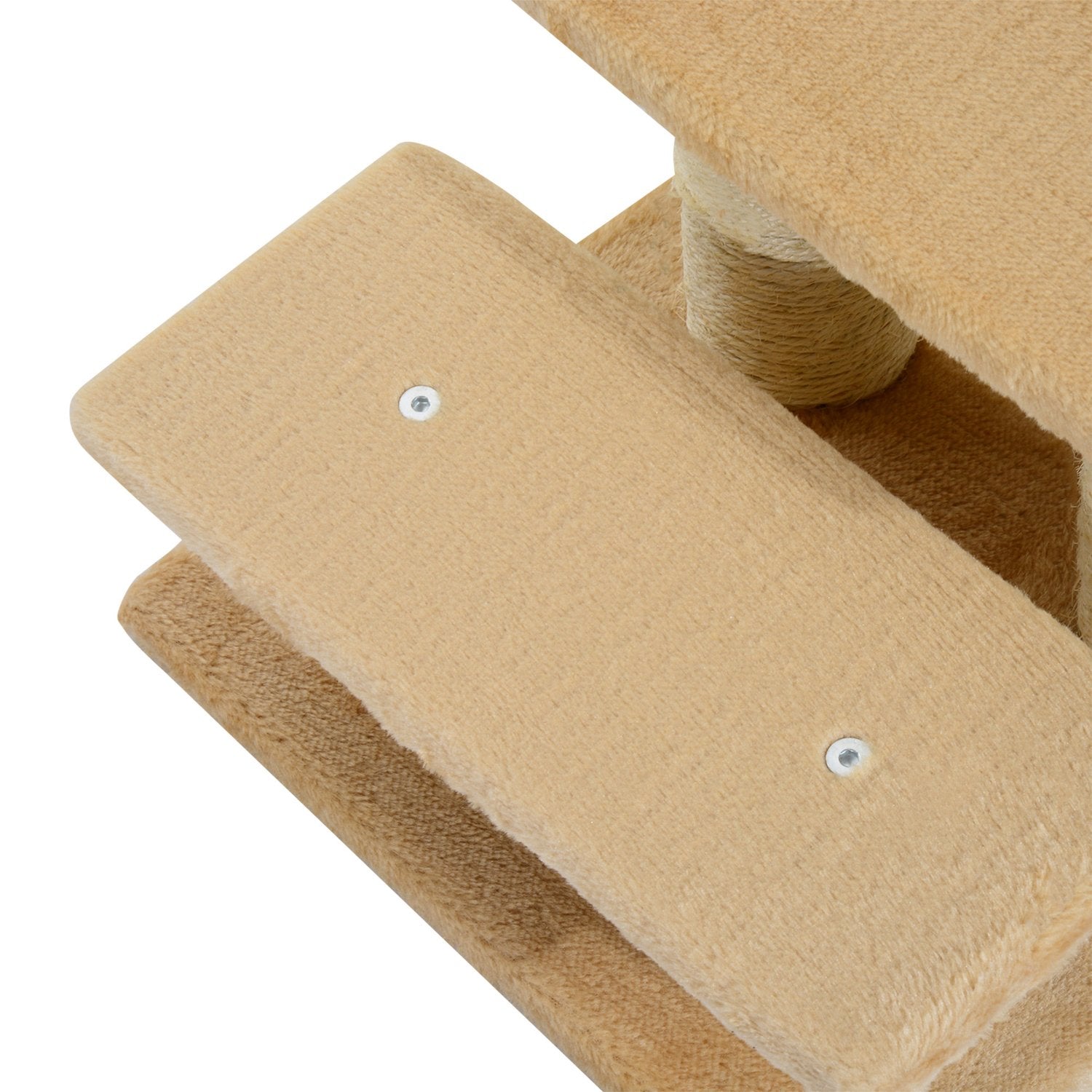 3-stegs plyschtrappa för hundar och katter, kräm, 45x35x34 cm