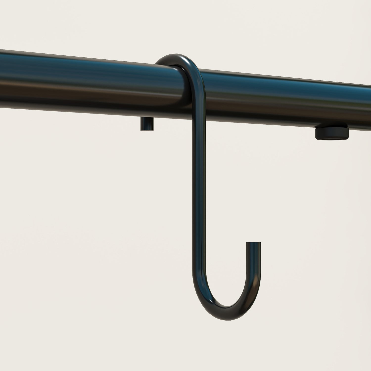3-vånings växtställ i svart metall med hängkrokar, 137 cm hög