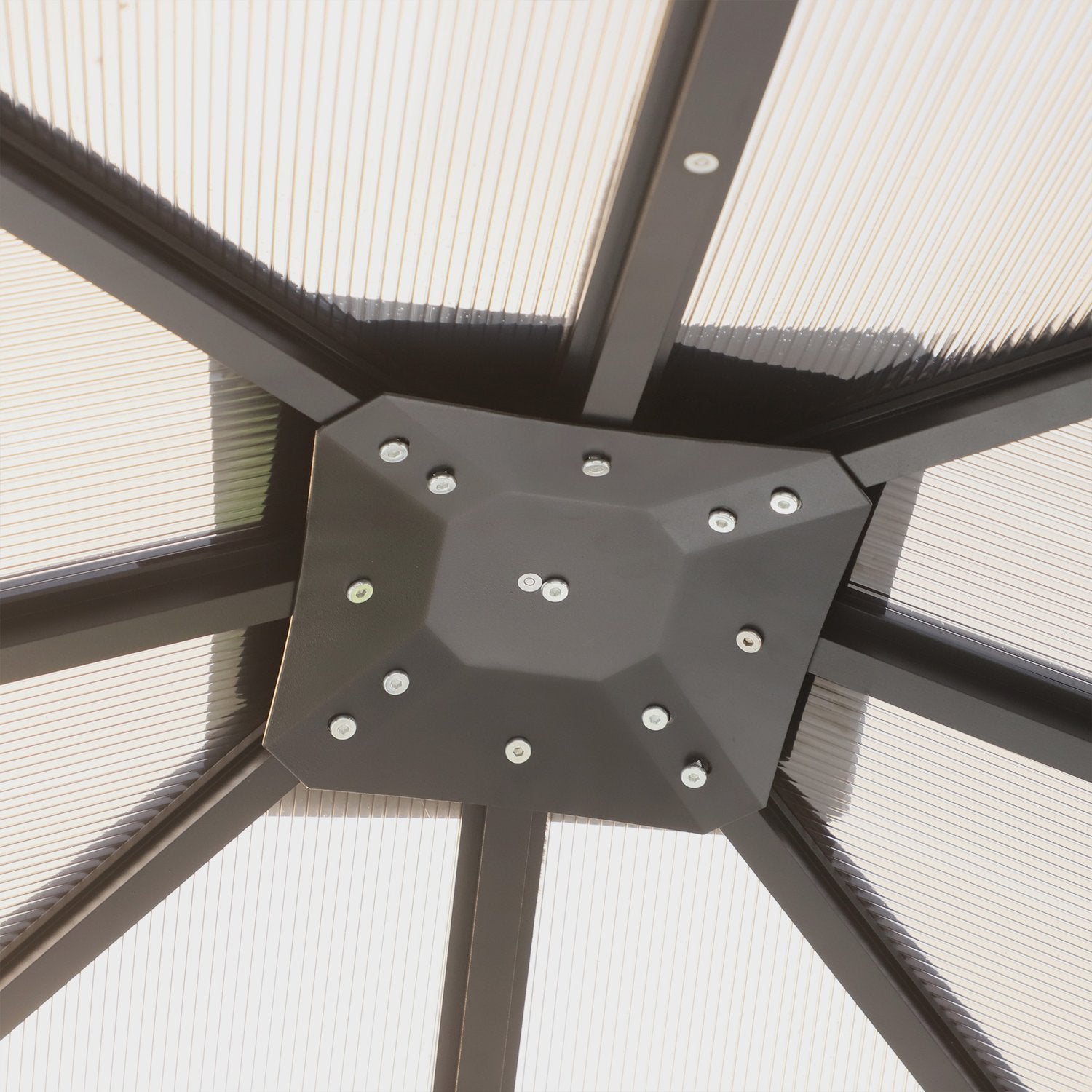 3x3M trädgårdspaviljongtält i aluminium, mörkgrå, PC-tak