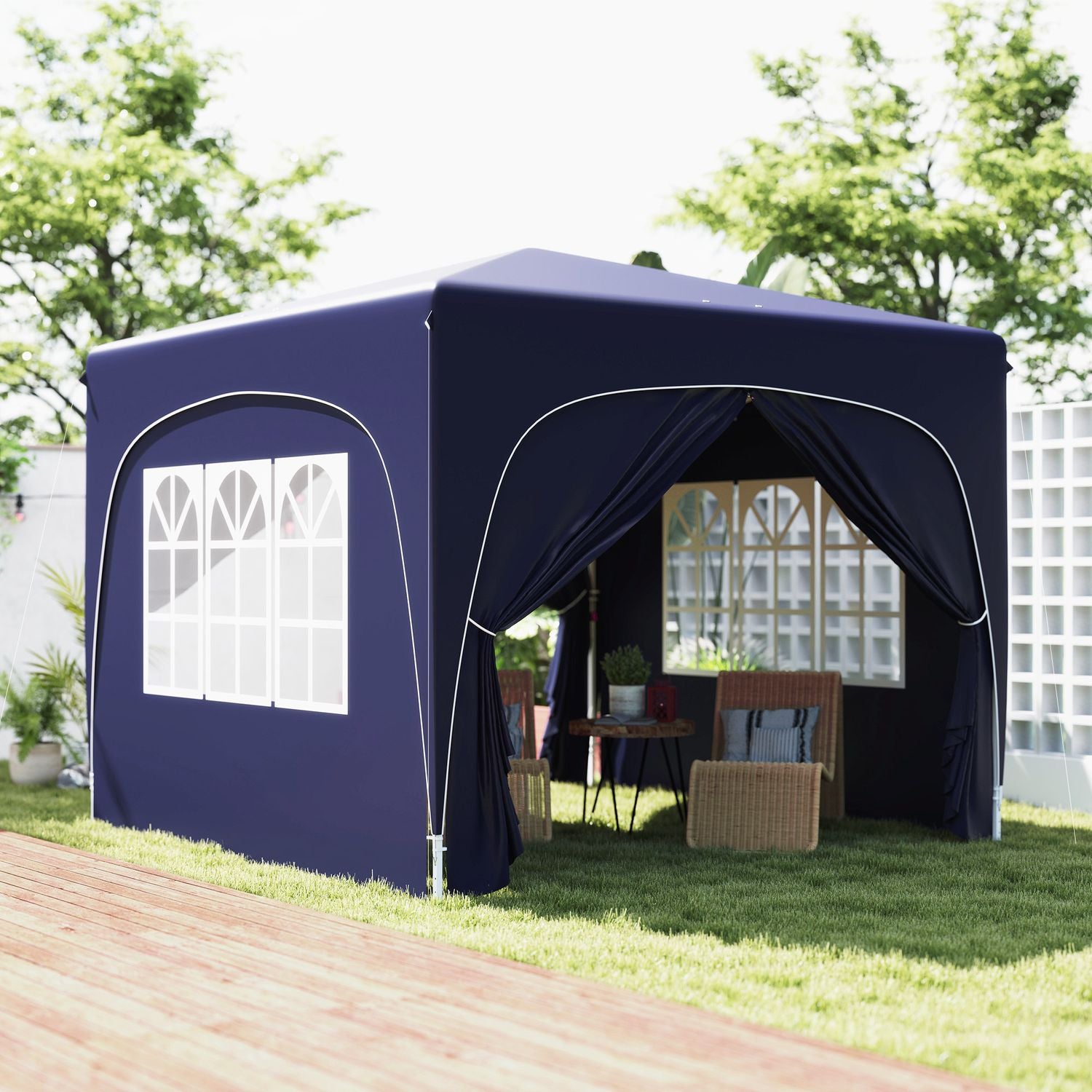 3x3m väderbeständig Pop-Up Gazebo, UV50+, Mörkblå