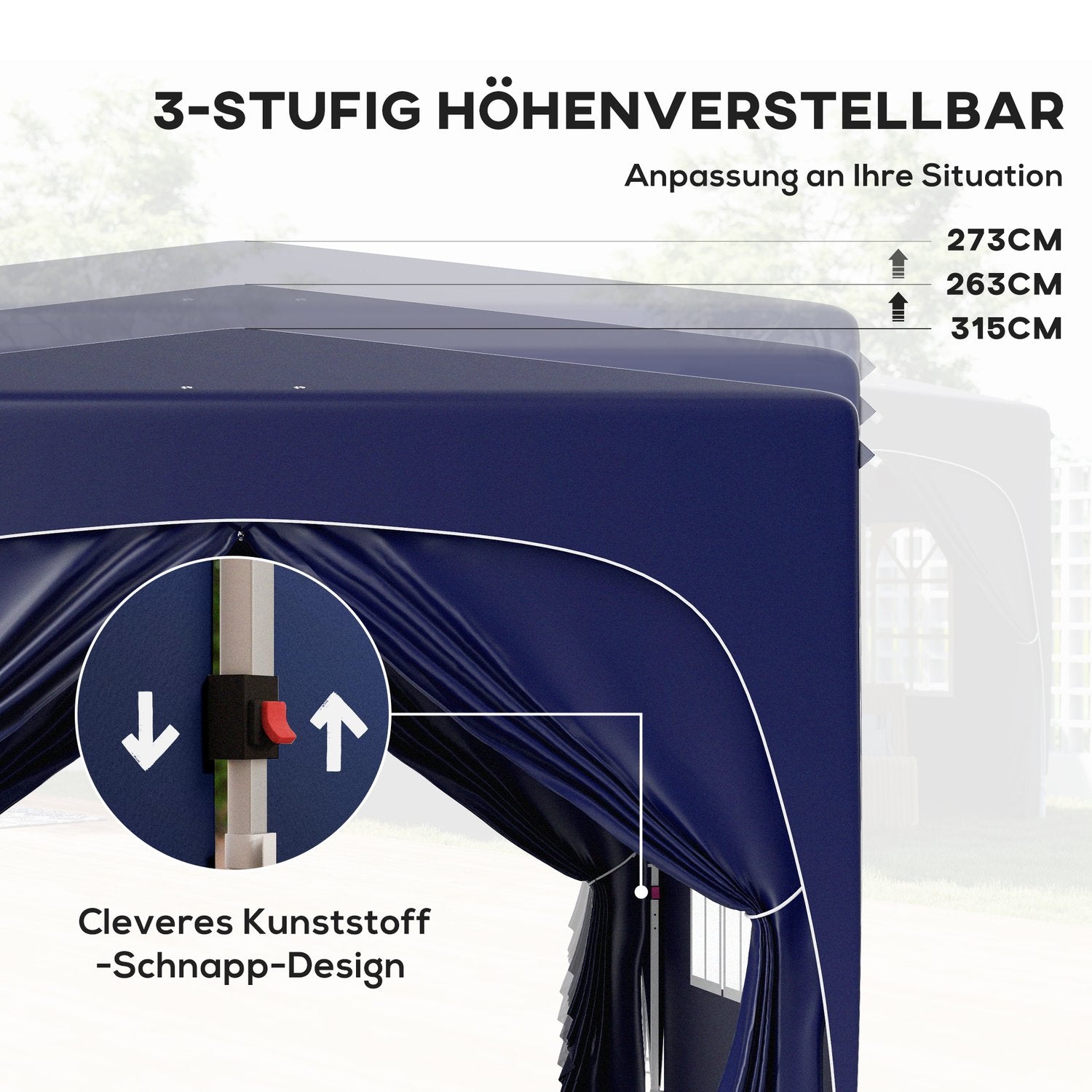 3x3m väderbeständig Pop-Up Gazebo, UV50+, Mörkblå