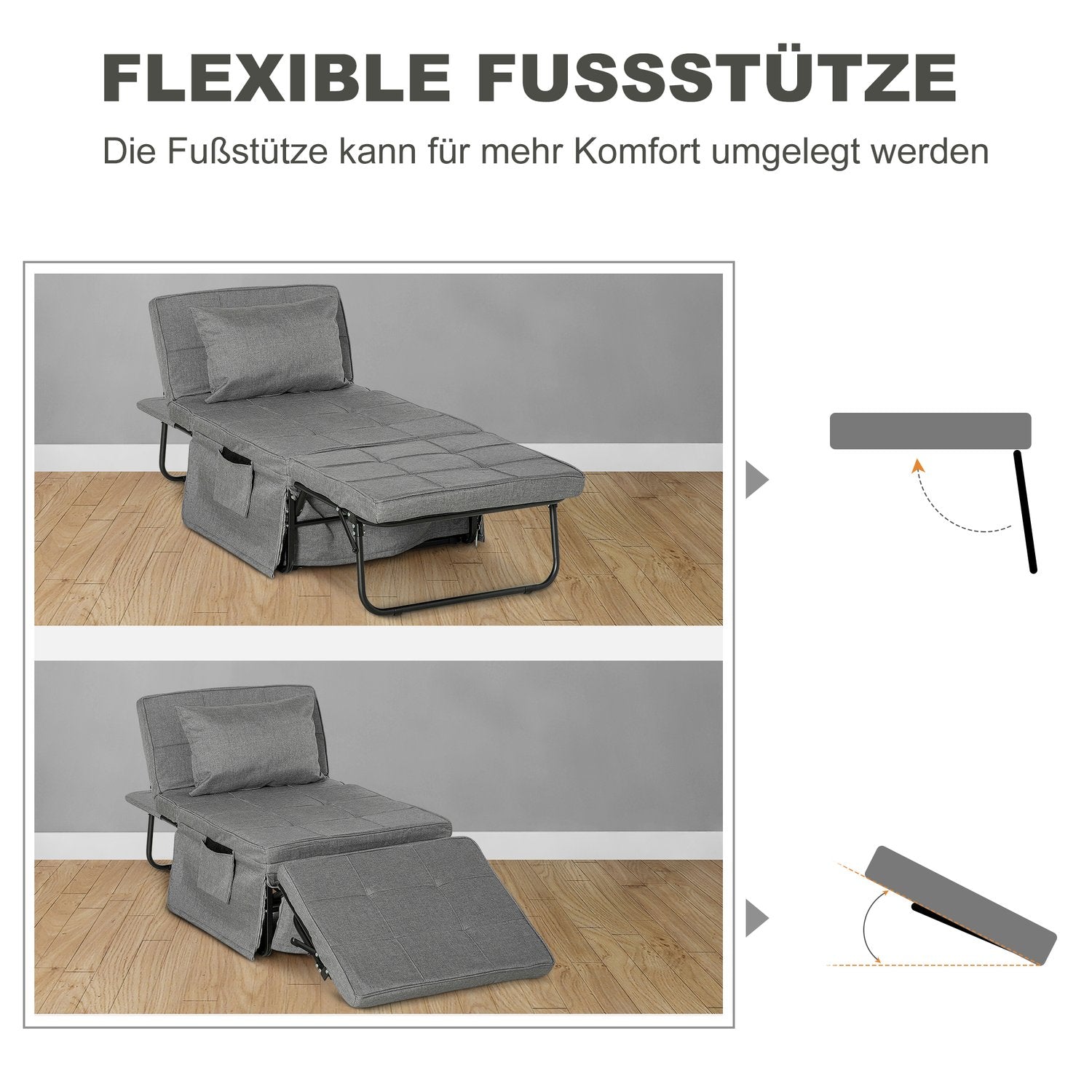 Fällbar 4-i-1 gästsäng & ottoman med justerbar höjd