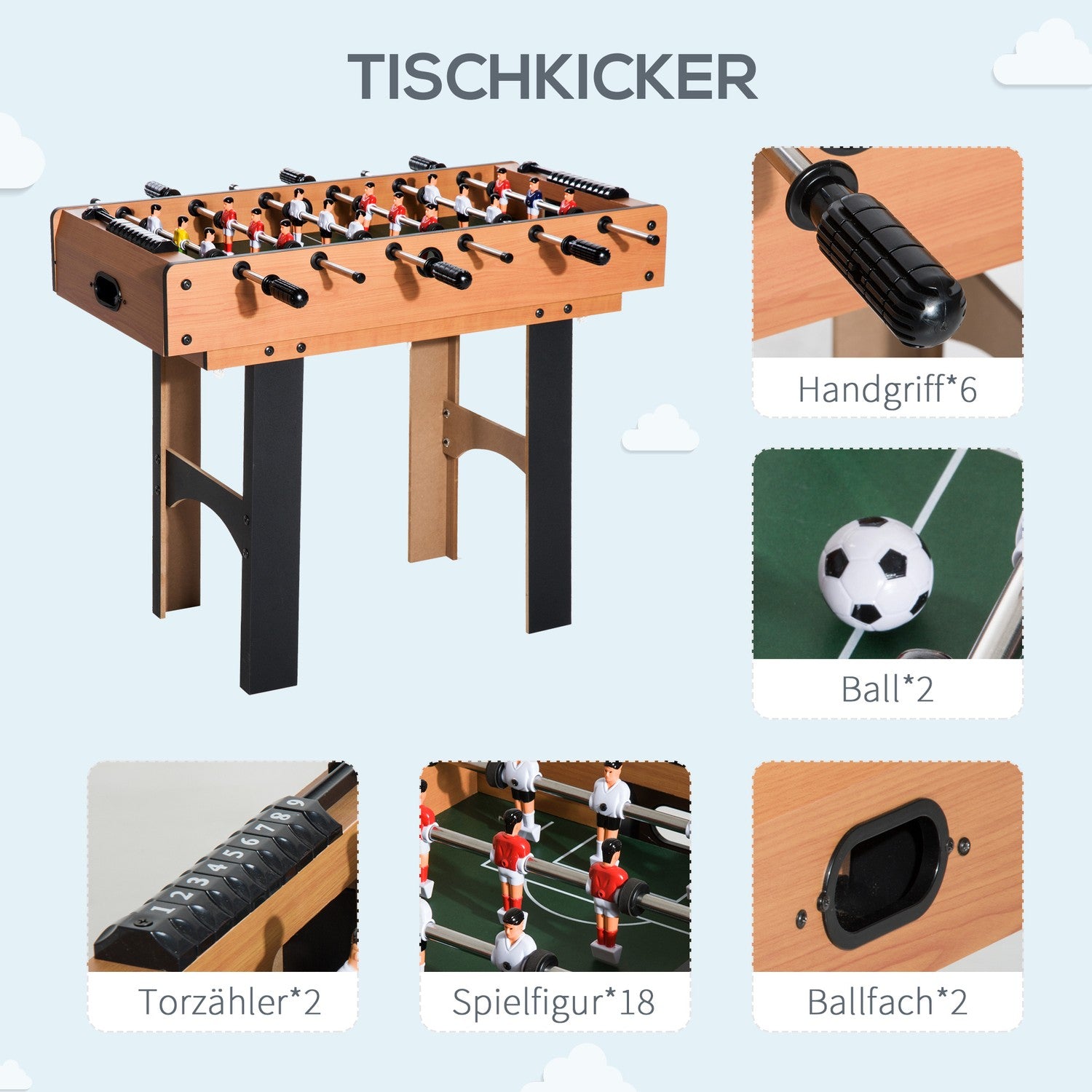 4-i-1 spelbord: fotboll, hockey, tennis, biljard