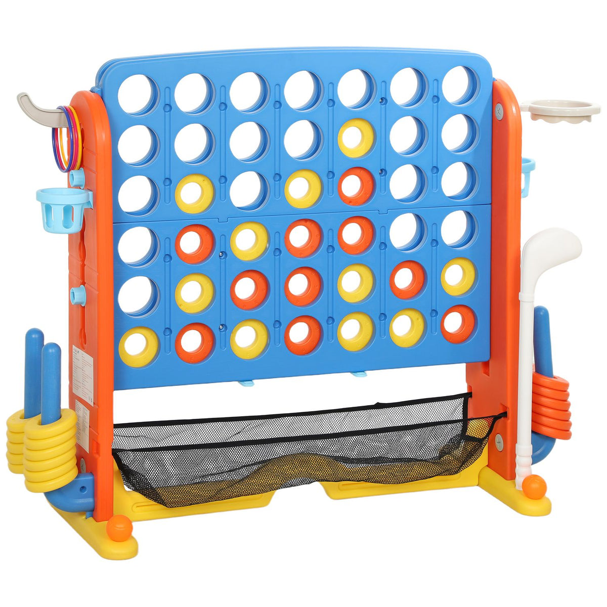 4-in-1-spelset, verstelbaar, kunststof, kleurrijk
