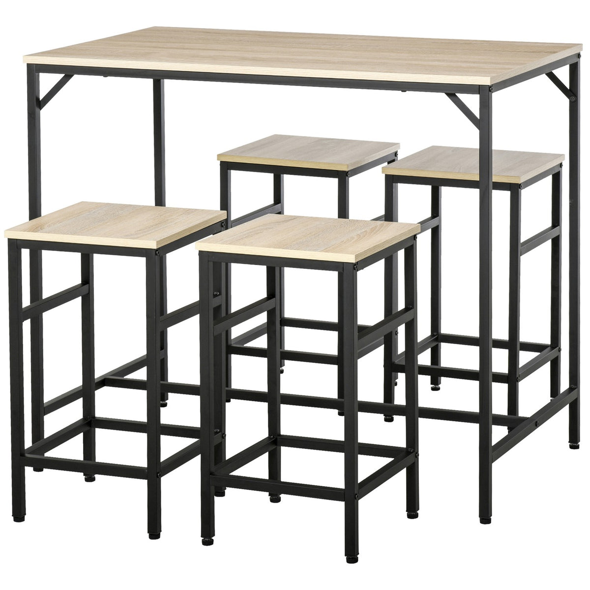 5-delad barbordsset, stålstomme, ekfinish