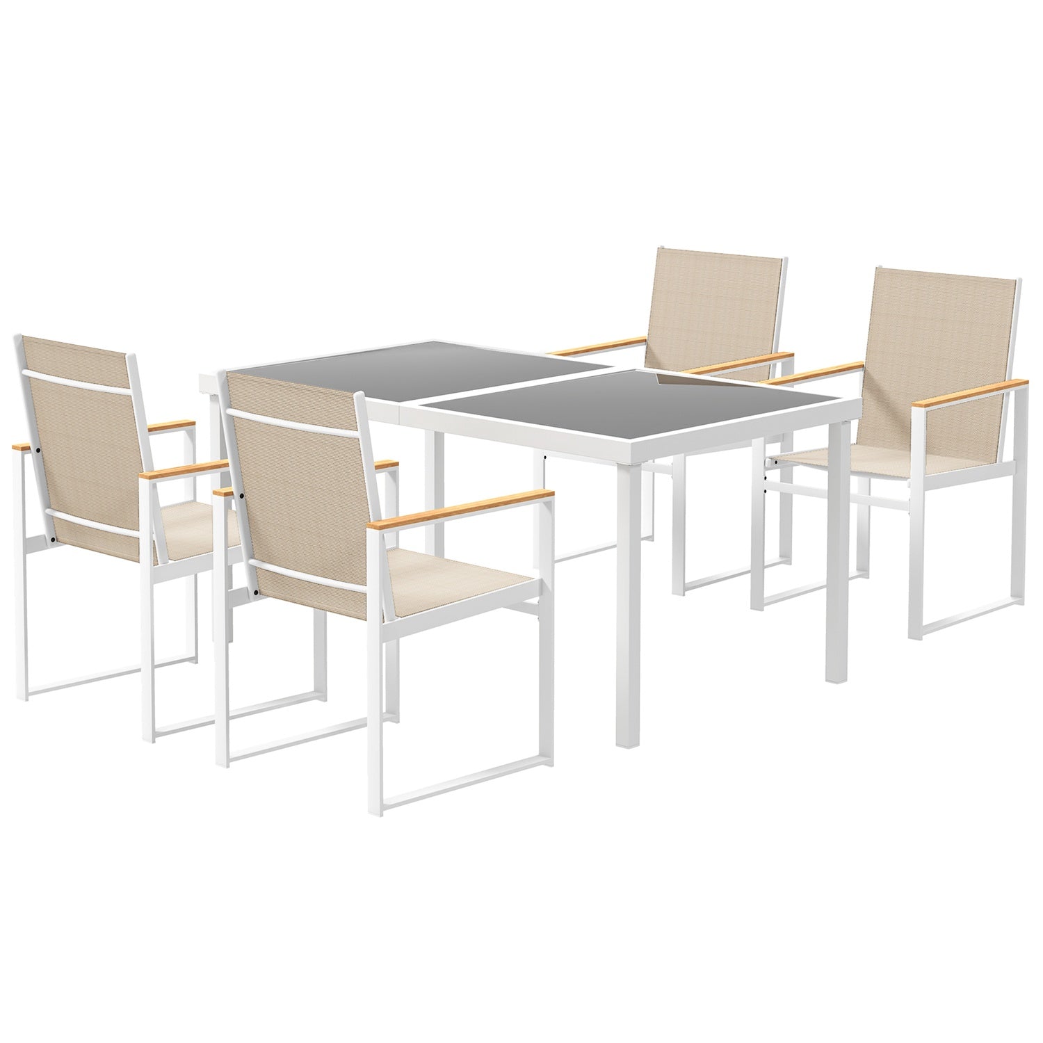 5-delat matsalsset med avtagbart bord och stolar