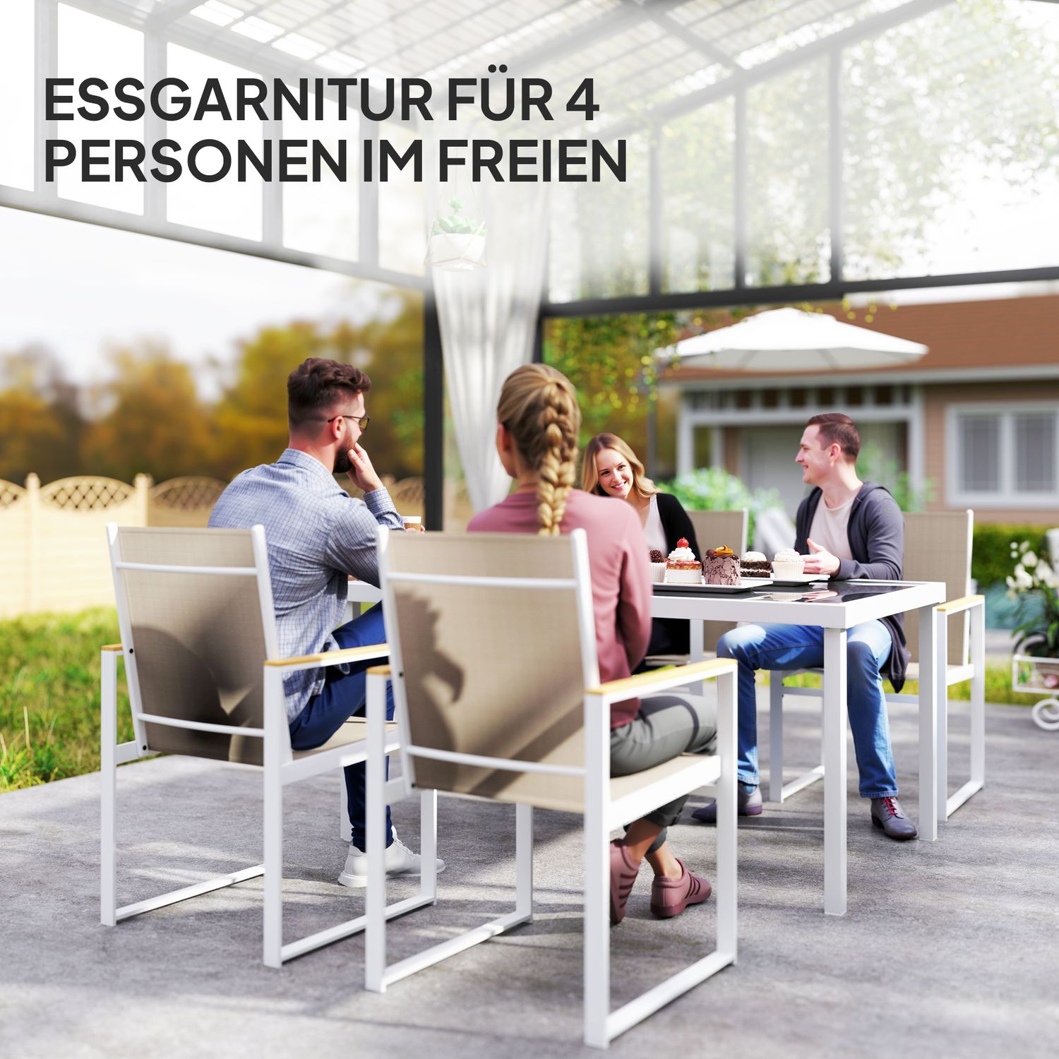 5-delat matsalsset med avtagbart bord och stolar