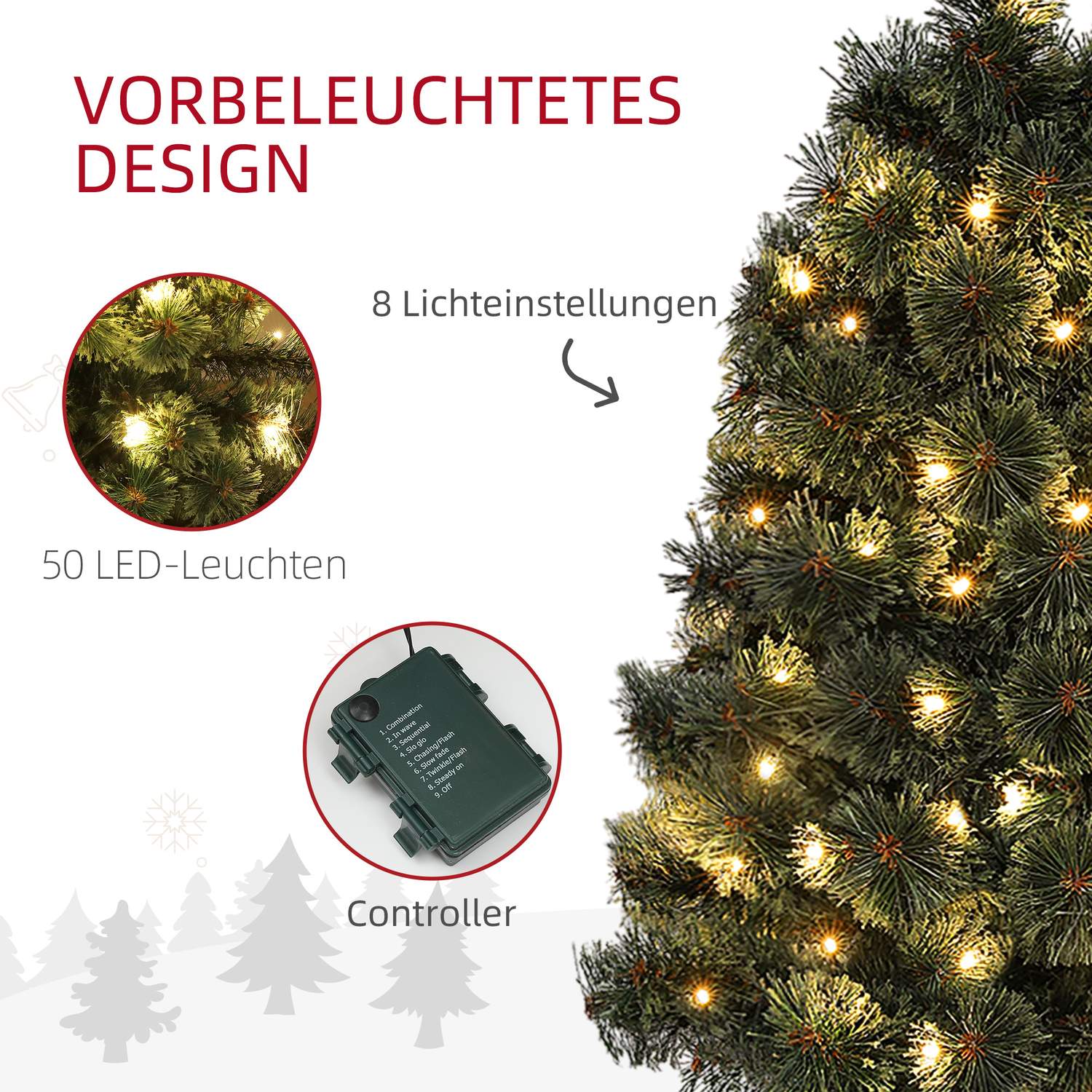 90cm konstgjord julgran inomhus med LED-ljus