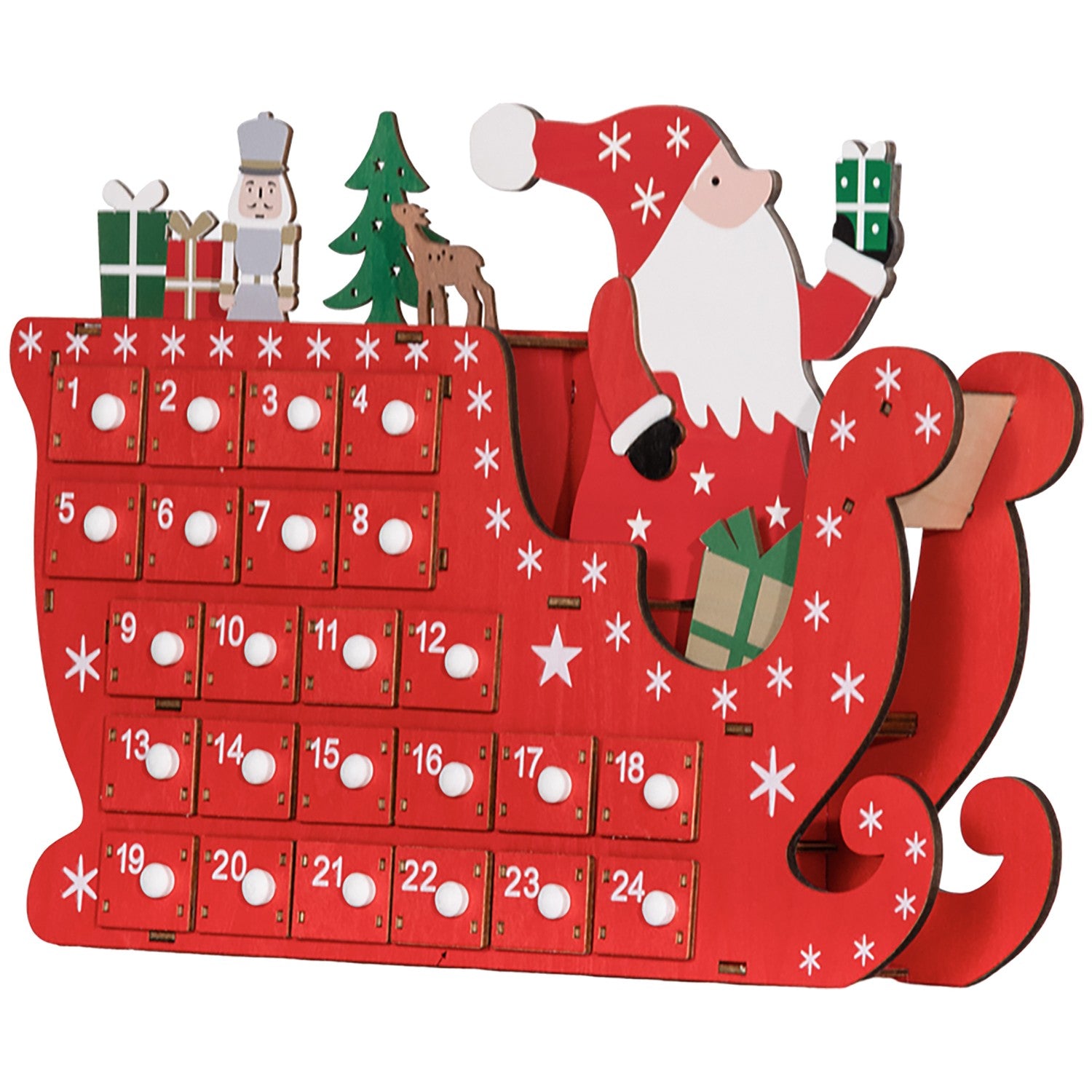Adventskalender DIY Kit – 24 lådor, MDF, Röd